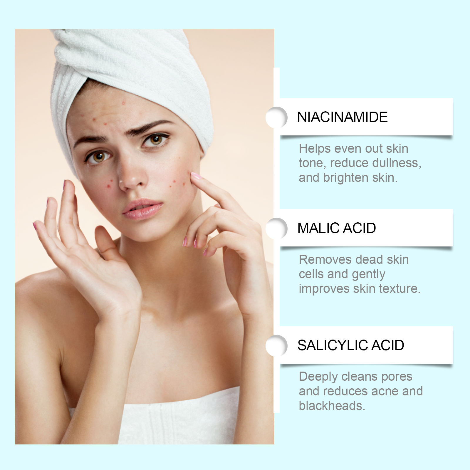 OUHOE Nicotinamide Acne-Clearing Moisturizing Gel Gently Cleanses, Reduces Oil And Lightened Acne Facial Gel_voghion.com