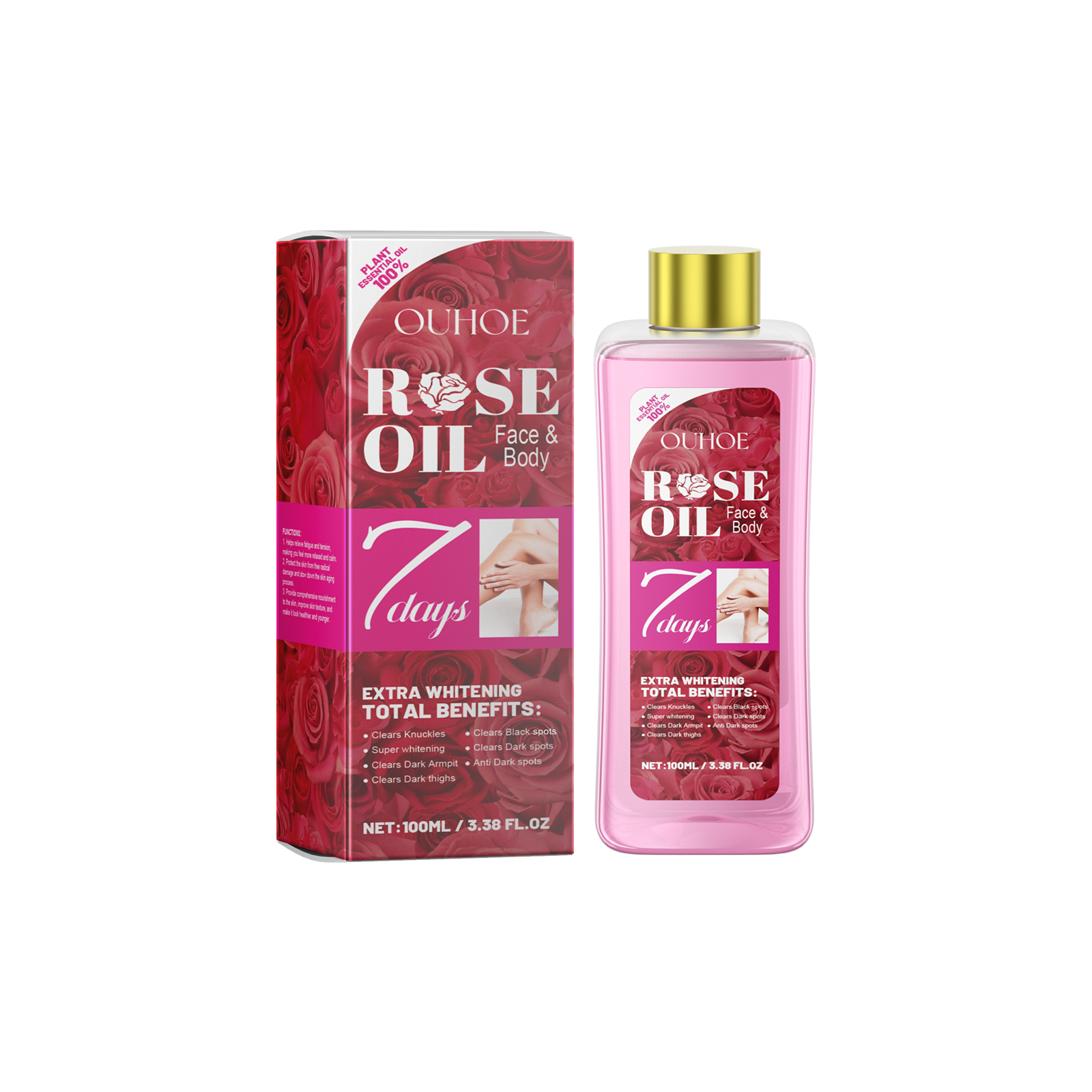 OUHOE Rose Body Oil Relieves Dry Skin And Moisturizes Body Skin Massage Care Oil_voghion.com