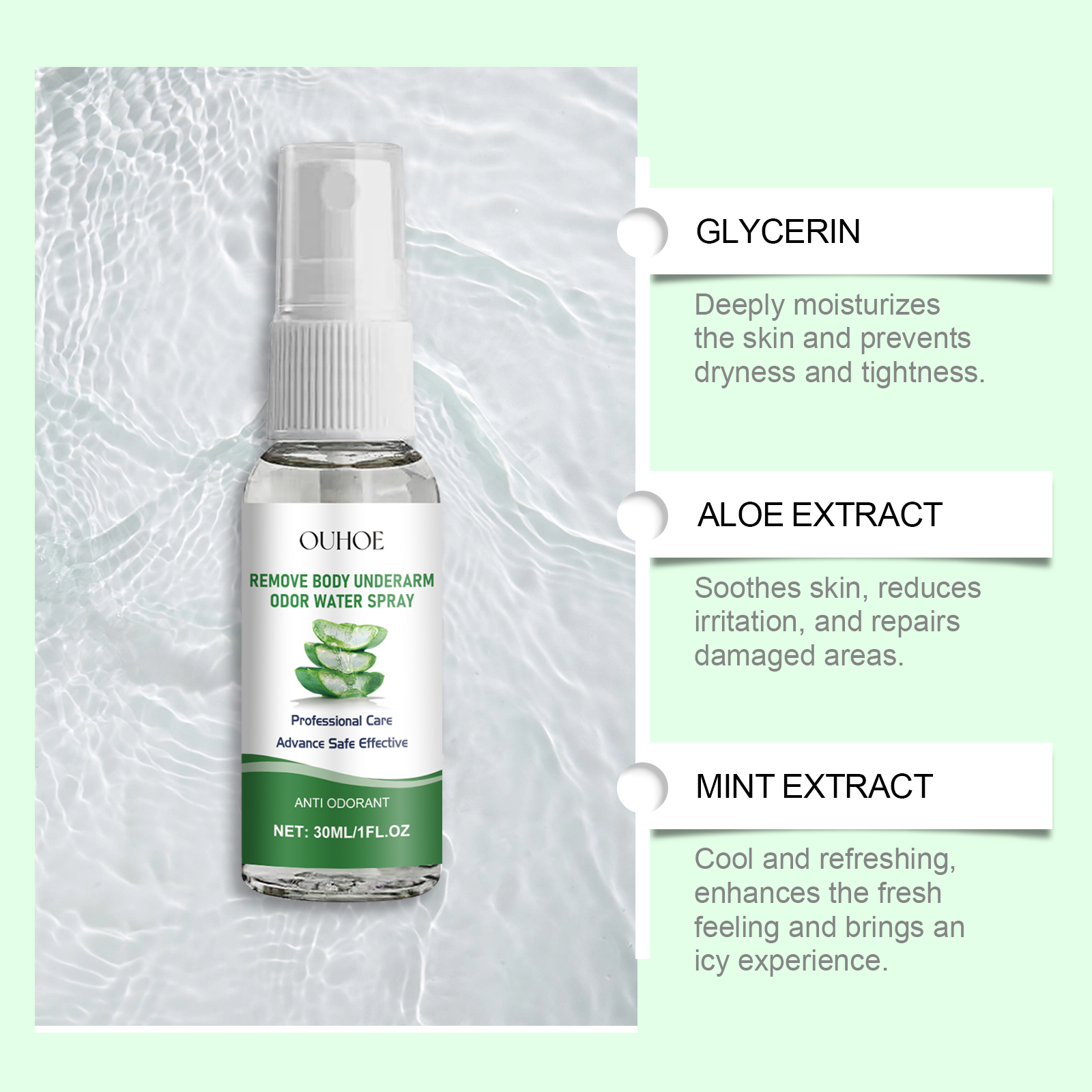 OUHOE Aloe Vera Underarm Spray Refreshing Spray Hydrates, Leaves Fragrance, Nourishes And Refreshes Underarms_voghion.com