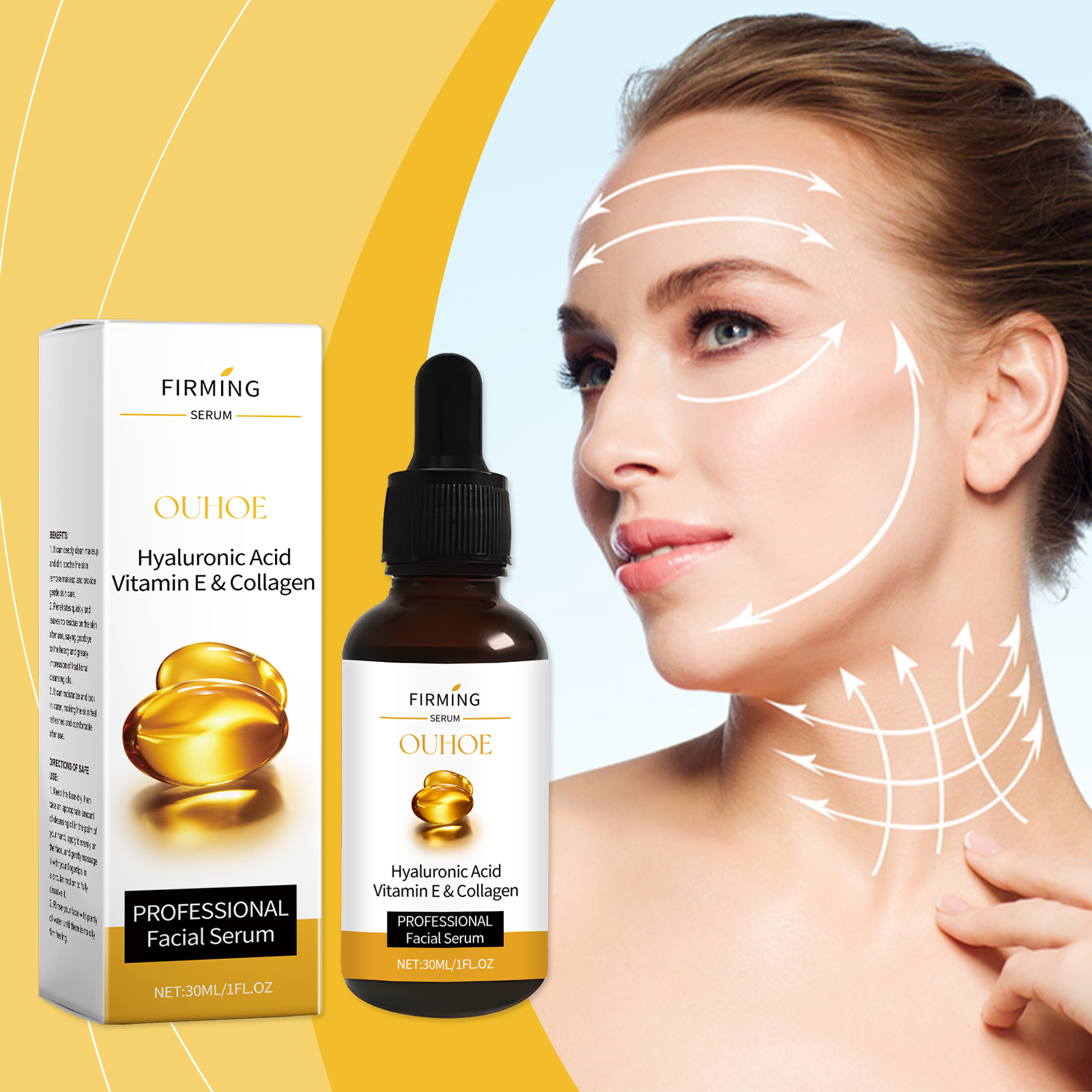 OUHOE Collagen Anti-Wrinkle Essence Reduces Facial Fine Lines, Nourishes, Brightens And Moisturizes Delicate Skin_voghion.com