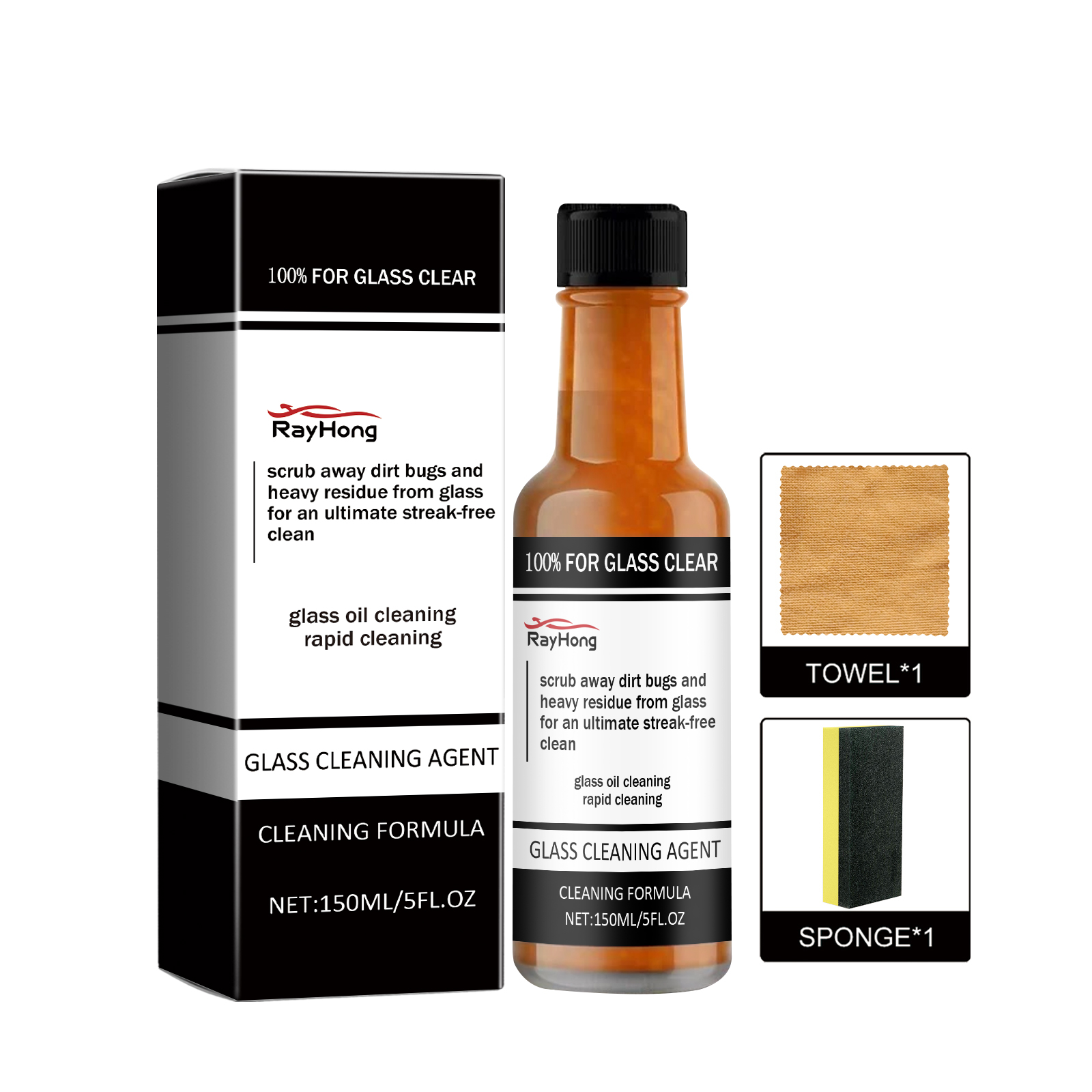 Rayhong Automotive Glass Cleaner - Say Goodbye to Blurry Vision, Restore Crystal Clear Windows