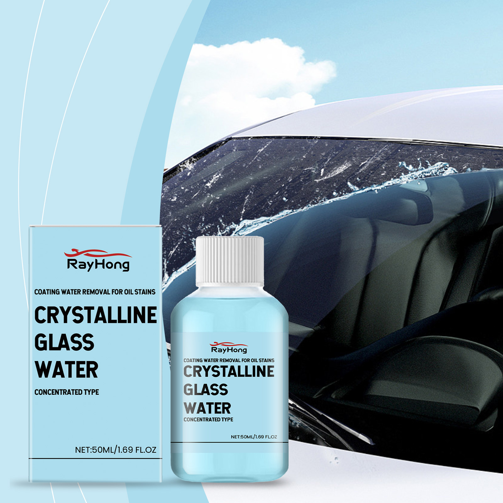 Rayhong Car Coated Crystal Glass Water, Car Decontamination Wiper Clean Water Four Seasons Universal Rain Glass Water_voghion.com
