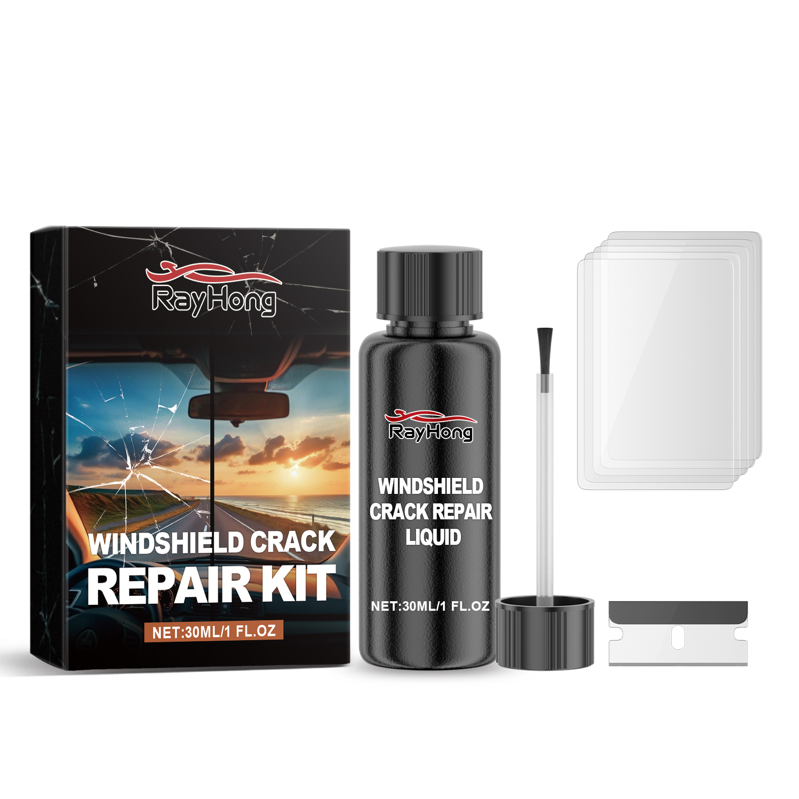 Rayhong Car Windshield Repair Fluid - Nanotechnology Repair for Crystal Clear Vision