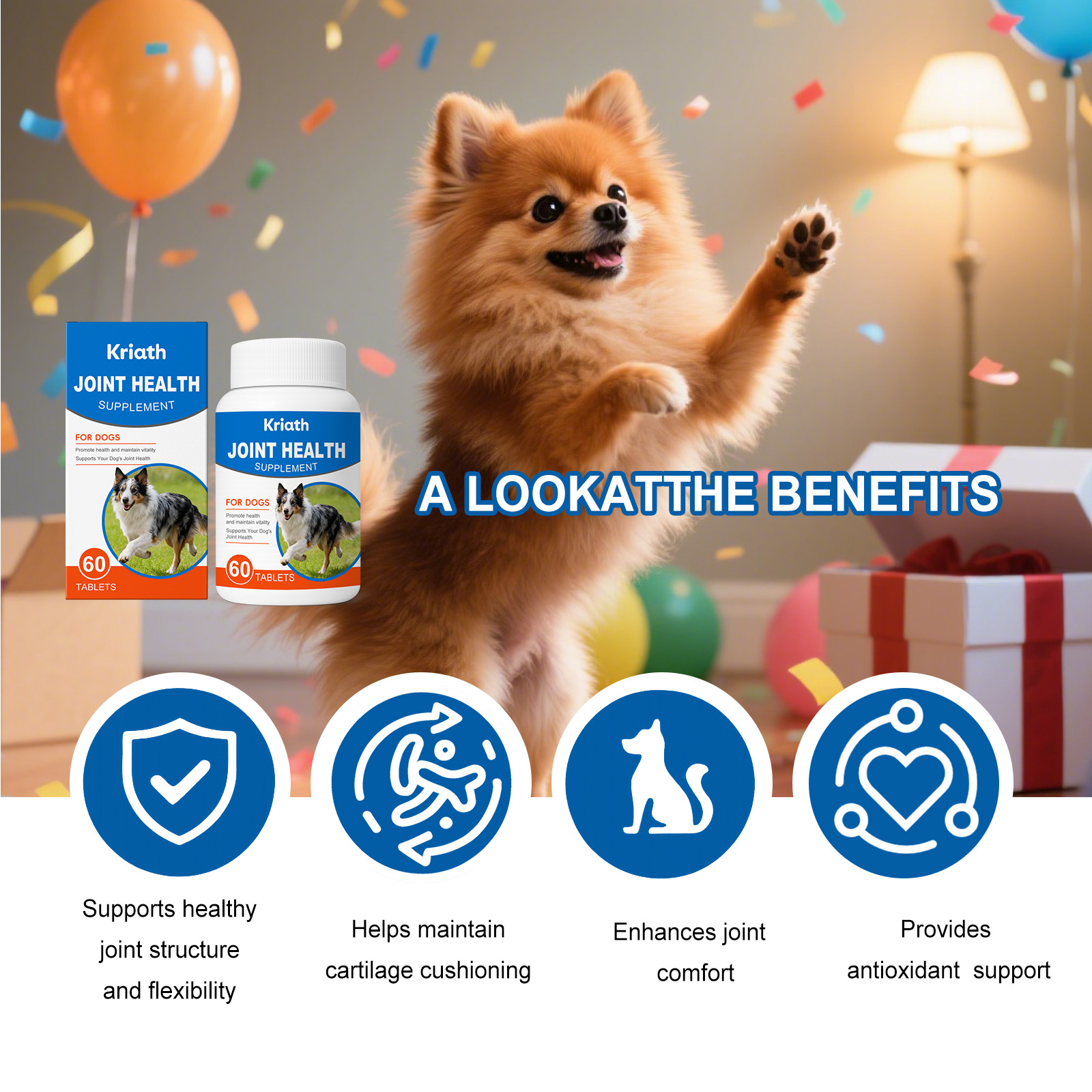 Complément alimentaire kriath pour articulations du chien_voghion.com