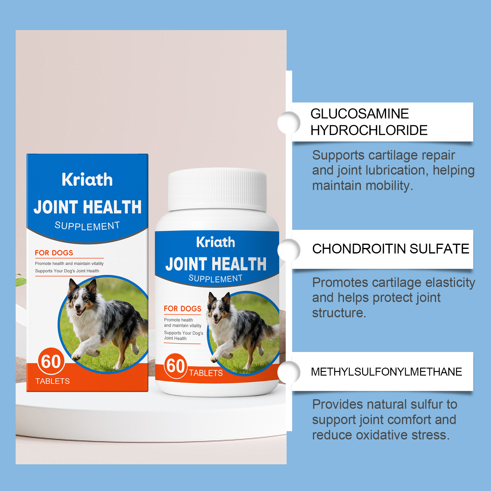 Complément alimentaire kriath pour articulations du chien_voghion.com