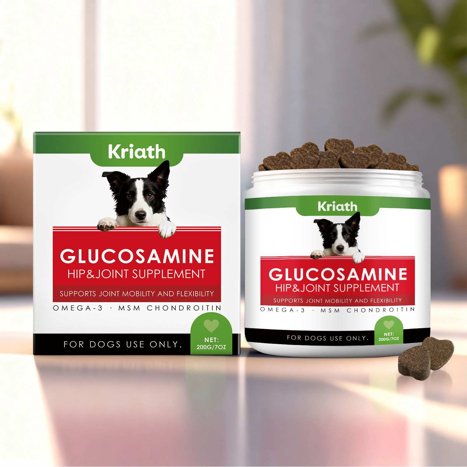 Kriath Dog Soft Granules: milde ingrediënten voor dagelijkse gewrichtsverzorging bij honden._voghion.com