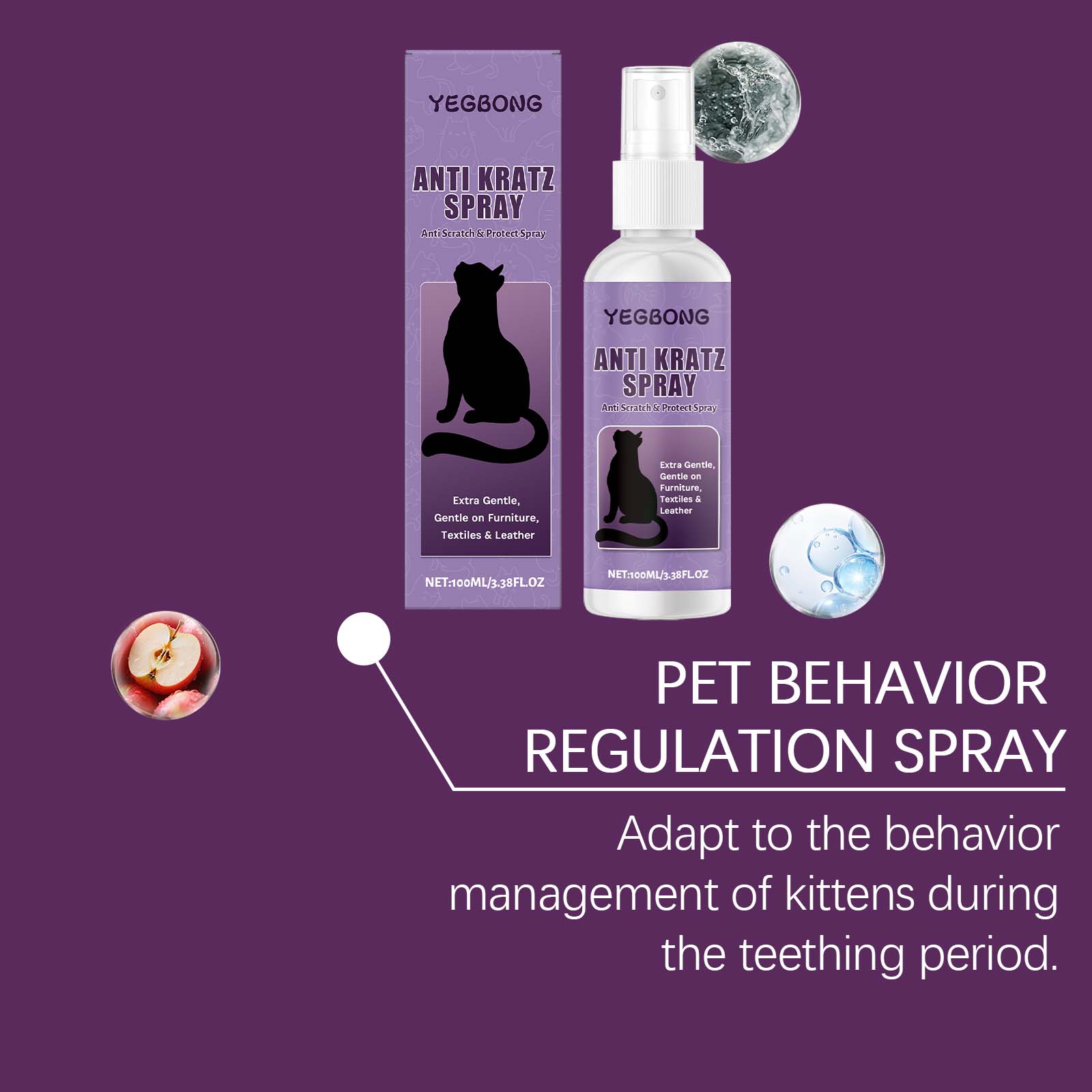 Yegbong Katzenspray gegen Kratzgefahren – Verhaltensführung – Möbelschutz – Für Familien mit mehreren Haustieren geeignet – Sanfte Formel_voghion.com