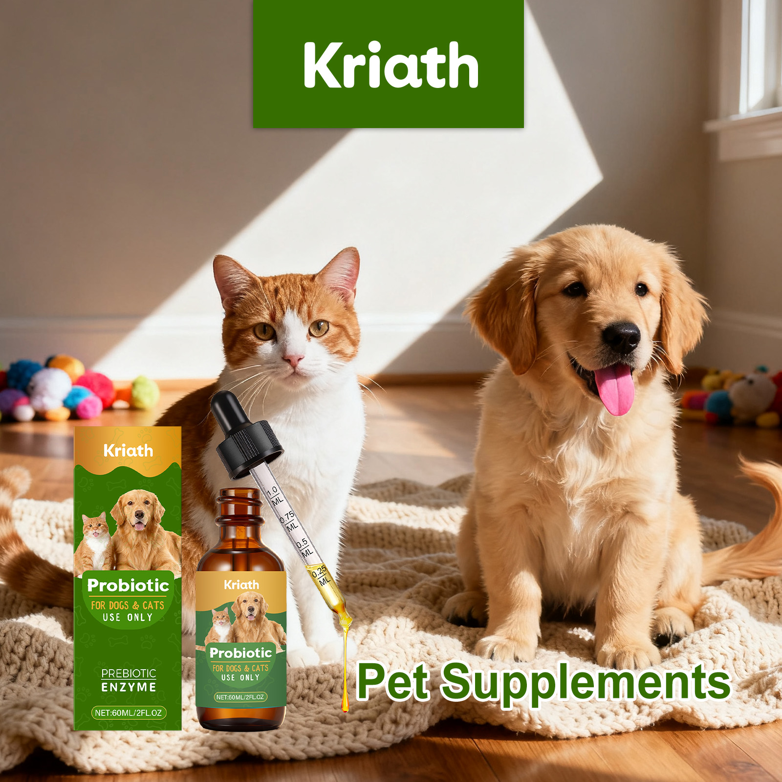 Gotas probióticas líquidas para perros y gatos digestión_voghion.com