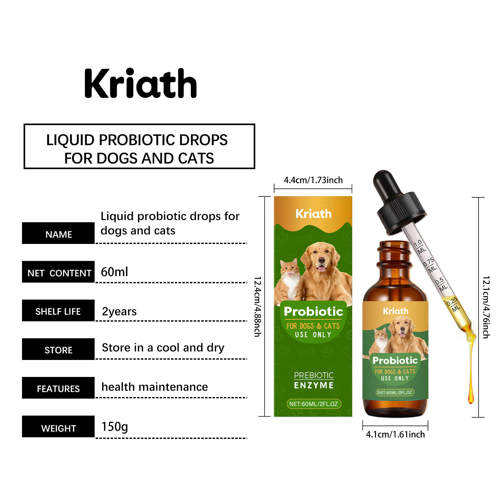 Gotas probióticas líquidas para perros y gatos digestión_voghion.com