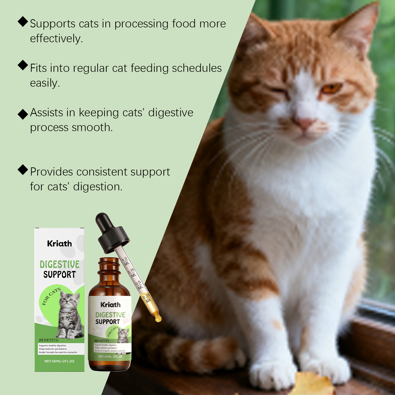 Kriath Cat Digestive Health Drops Gentle Nutrient Absorption Aid_voghion.com