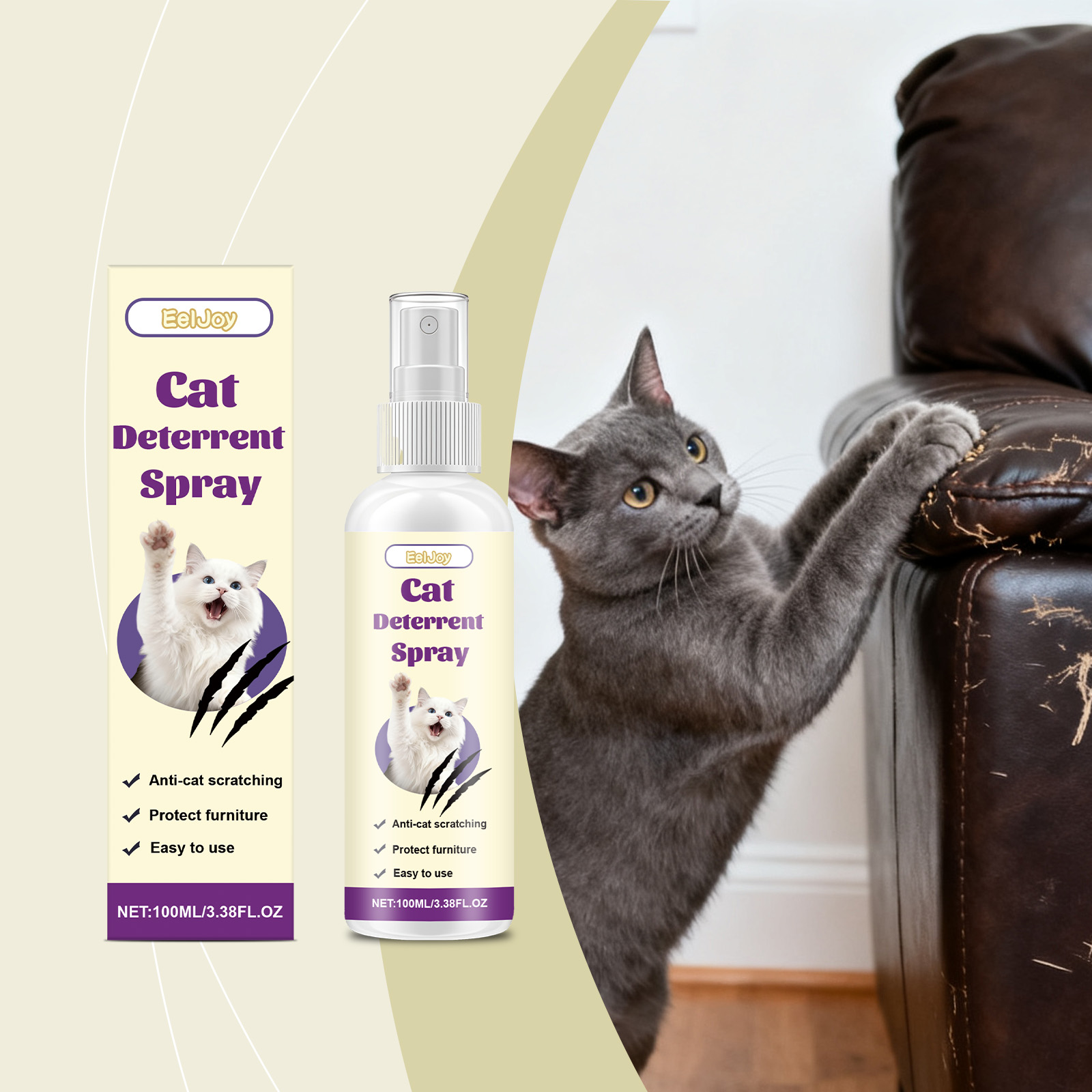 Spray anti-griffures pour meubles EelJoy Daily, pour corriger le comportement des chats, doux et non irritant_voghion.com