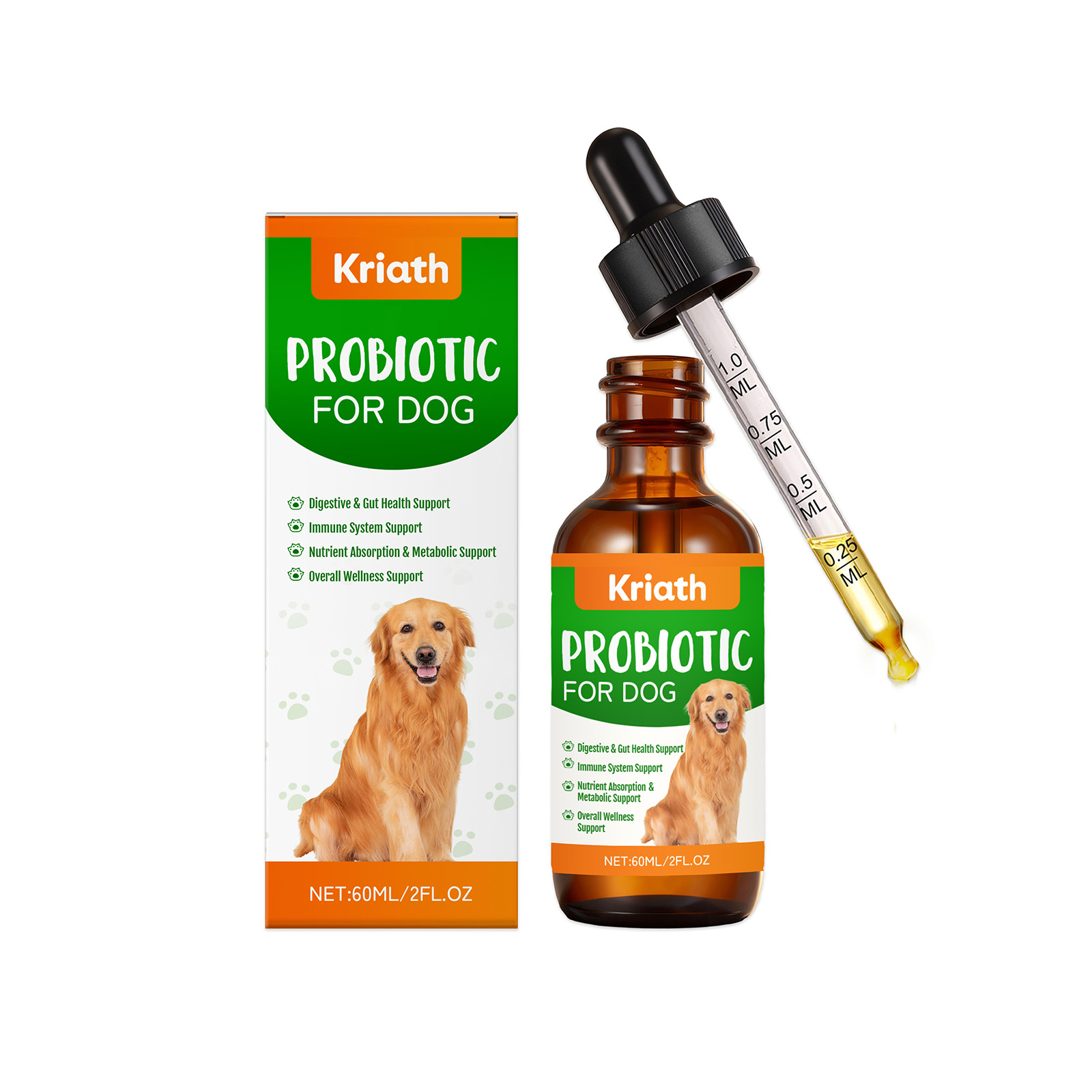 Kriath Probiotic Dog Intestinal Gentle Nourishing Care Łatwo wchłanialne krople odżywcze_voghion.com