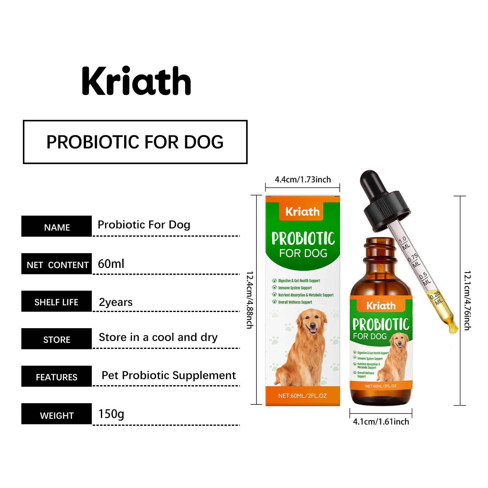 Kriath probiotyczne krople do pielęgnacji jelit u psów_voghion.com
