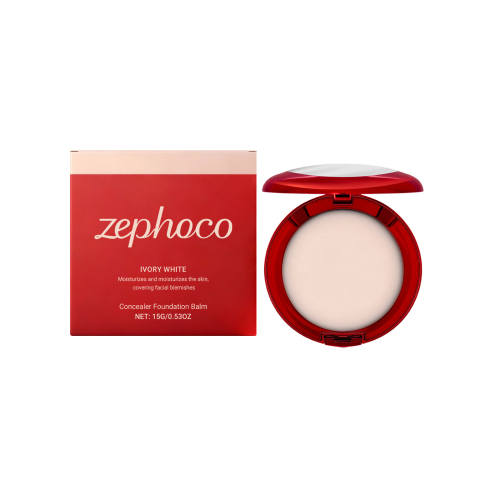zephoco 象牙白润肤遮瑕粉底膏 质地轻薄服帖哑光清透妆效粉底膏