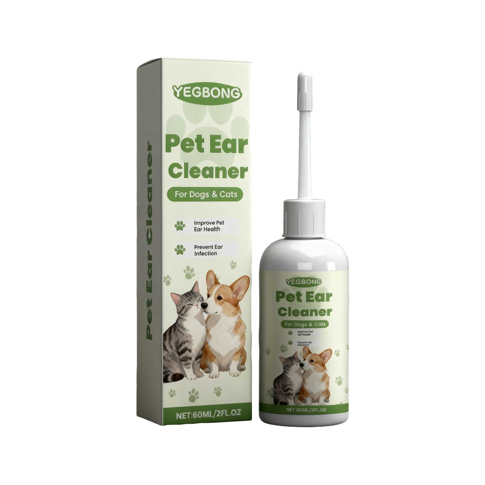 Yegbong Solution nettoyante douce et anti-odeurs pour chats et chiens, soin quotidien universel des oreilles des animaux de compagnie_voghion.com