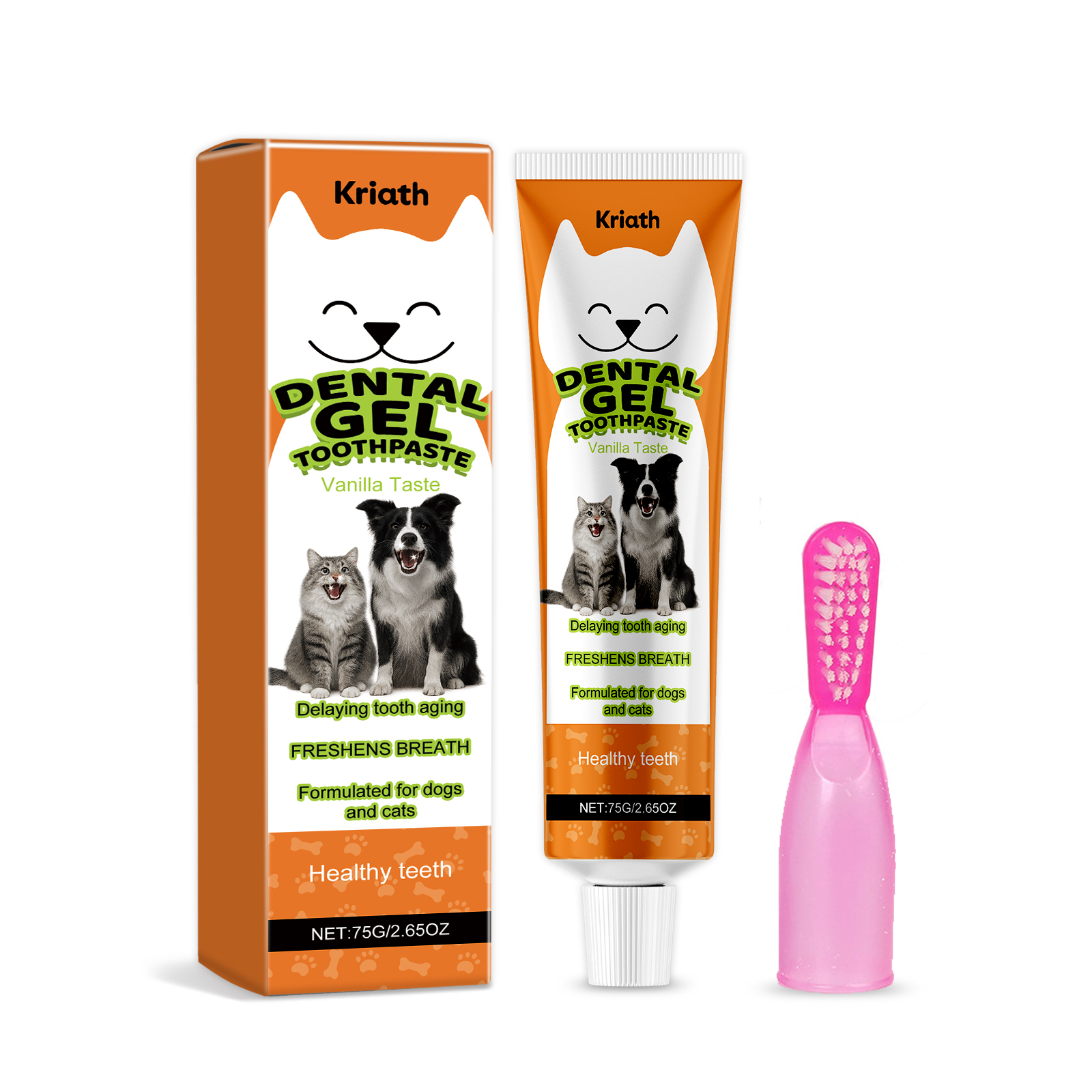 Kriath Vanilla Flavoured Toothpaste Set For Pet Oral Care Hygiene_voghion.com