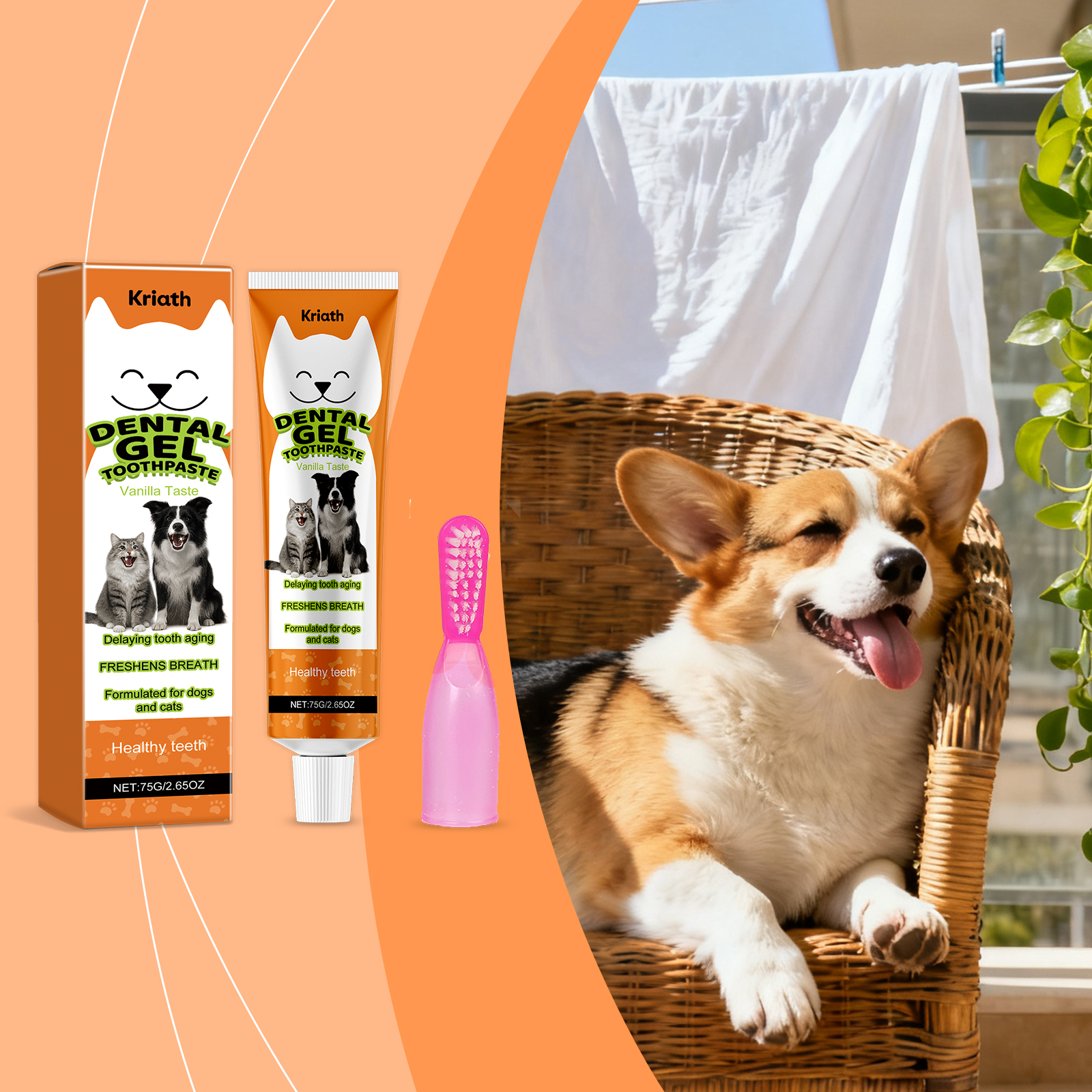 Kriath Vanilla Flavored Pet Toothpaste Set Gentle Ingredients Care For Pets Oral Cleaning Teeth_voghion.com
