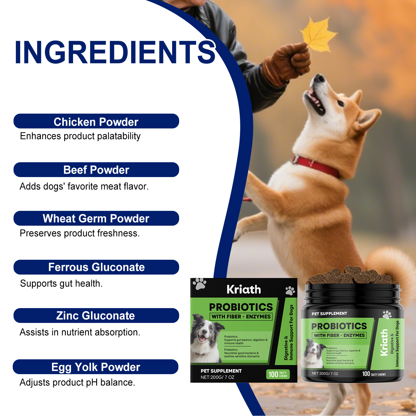 Kriath Probiotic Soft For Dogs Gentle Formula Nourishing Support Intestinal Balance Smooth Nutritional Granules_voghion.com