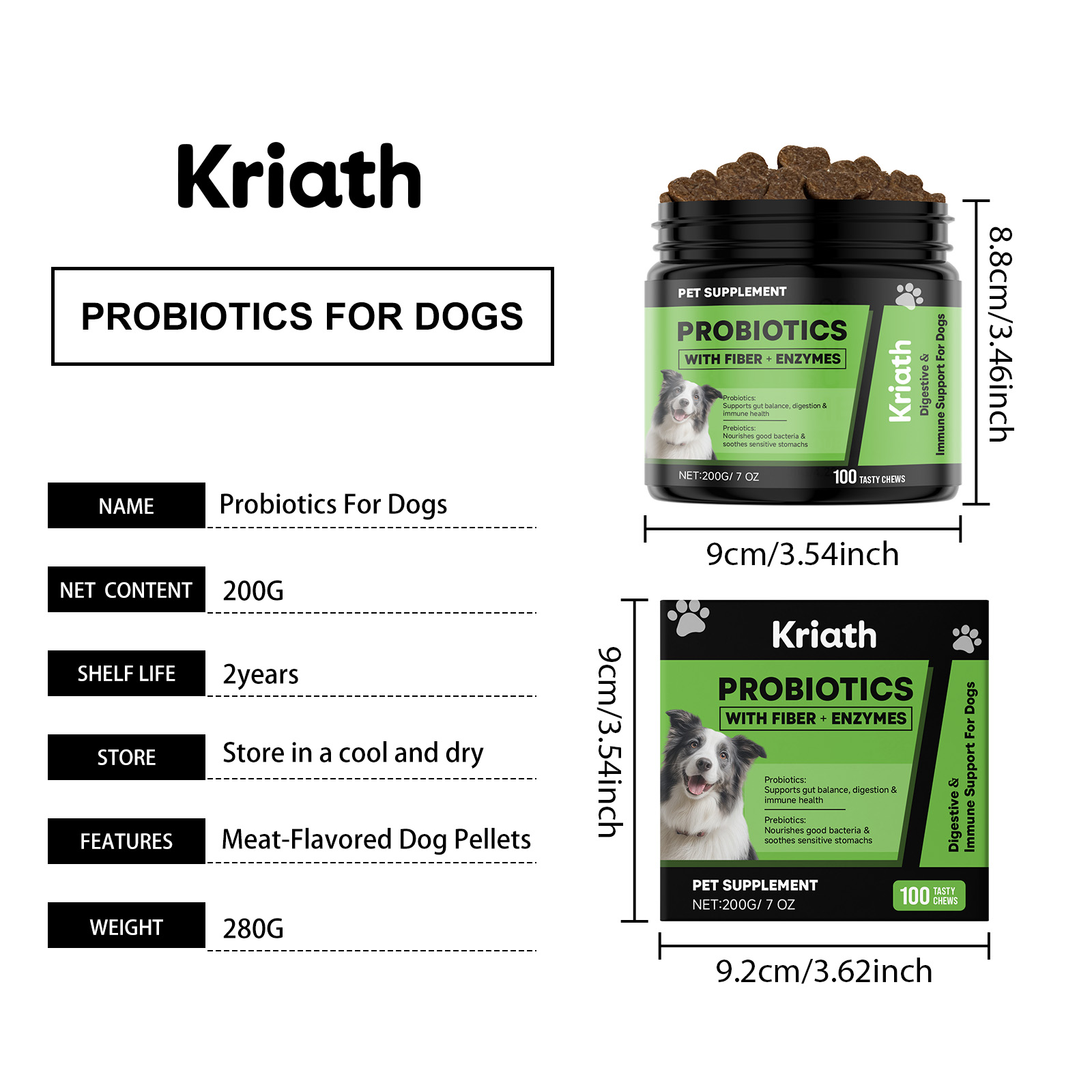 Kriath Probiotic Soft Chews For Dogs Gentle Digestive Support_voghion.com