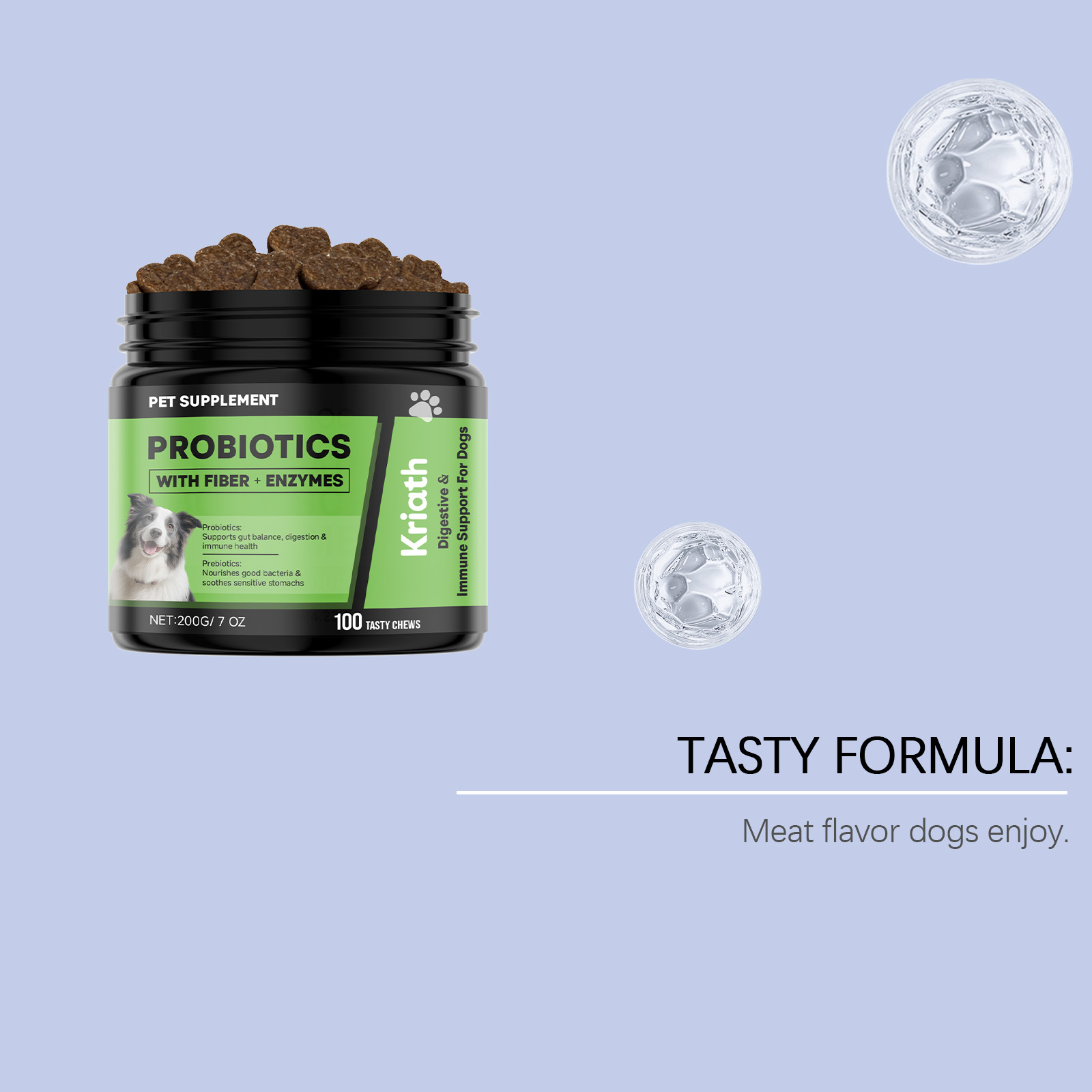 Kriath Probiotic Soft Chews For Dogs Gentle Digestive Support_voghion.com