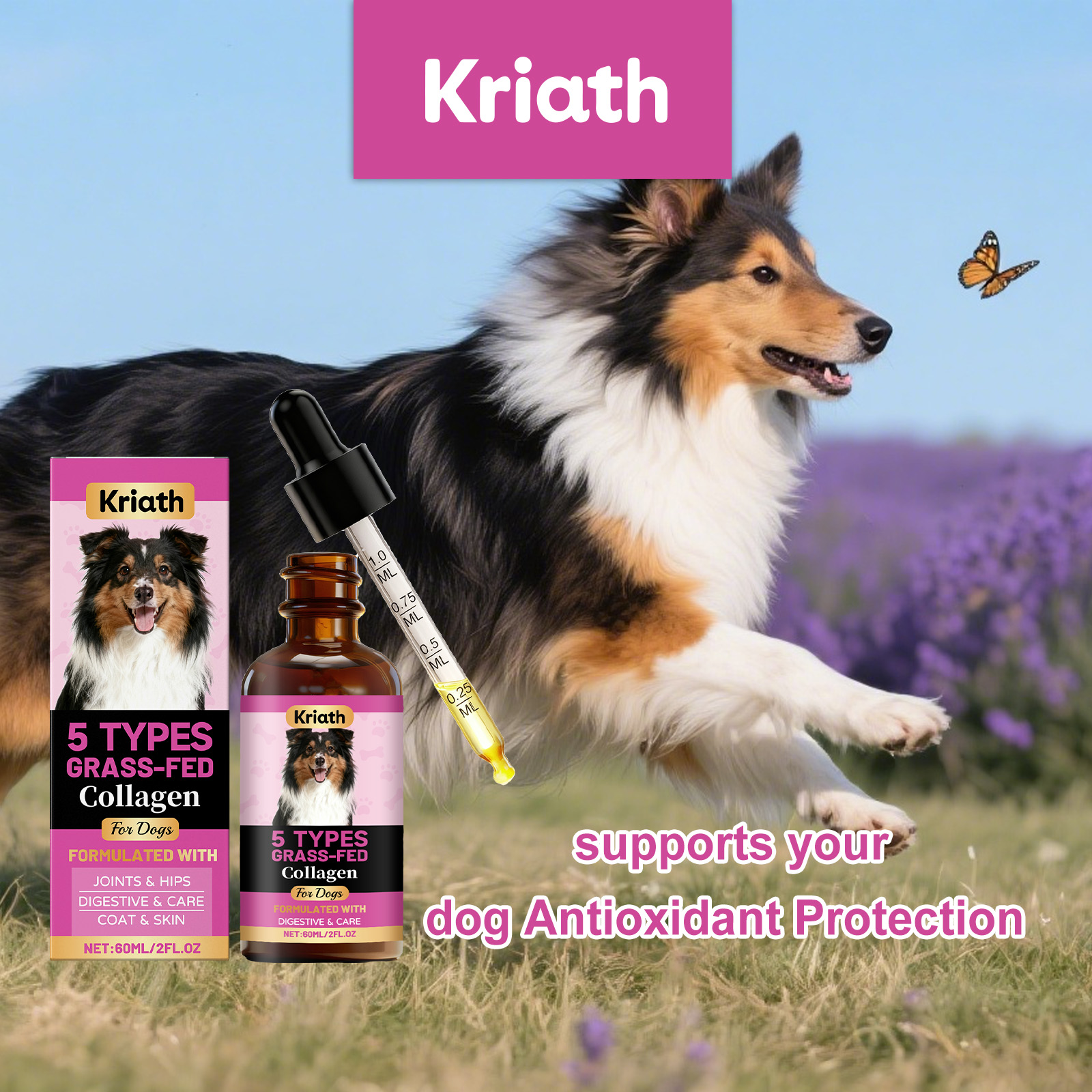 Kriath gotas de colágeno para perros cuidado articular y pelo_voghion.com