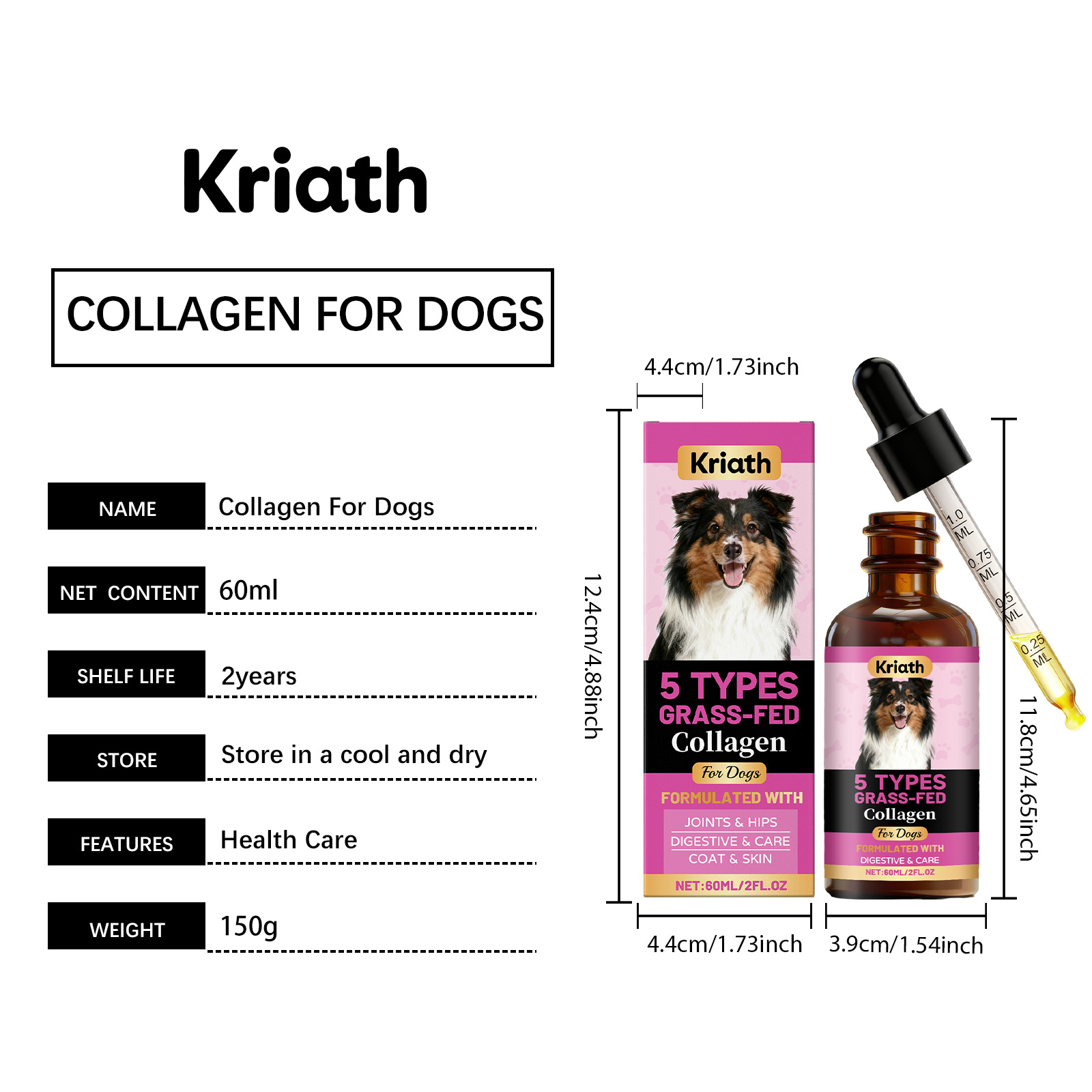 Kriath gotas de colágeno para perros cuidado articular y pelo_voghion.com