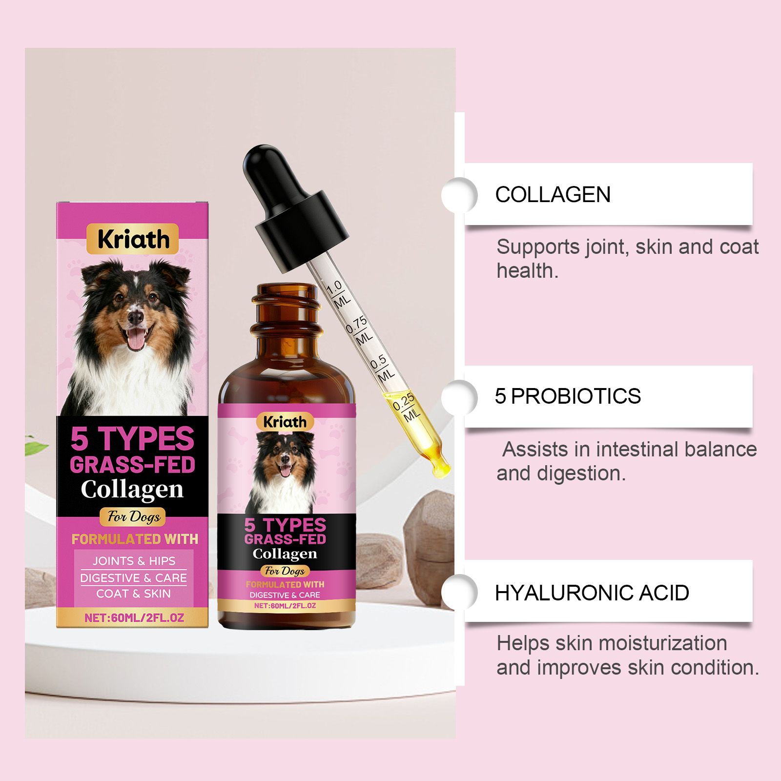 Kriath gotas de colágeno para perros cuidado articular y pelo_voghion.com