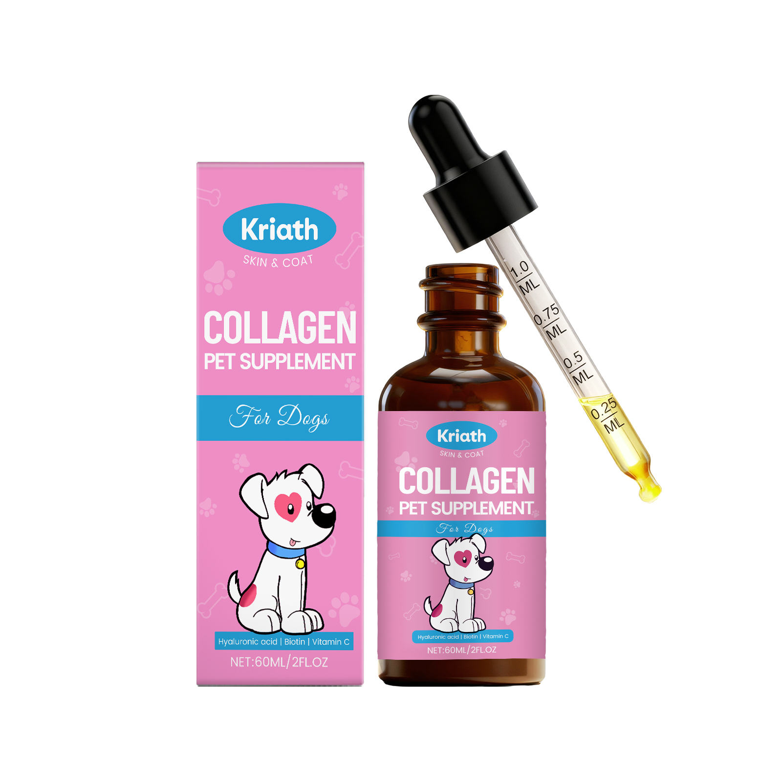 Kriath Collagen Daily Care Pet Nutrition Dog Joint Comfort Supplement Drops_voghion.com