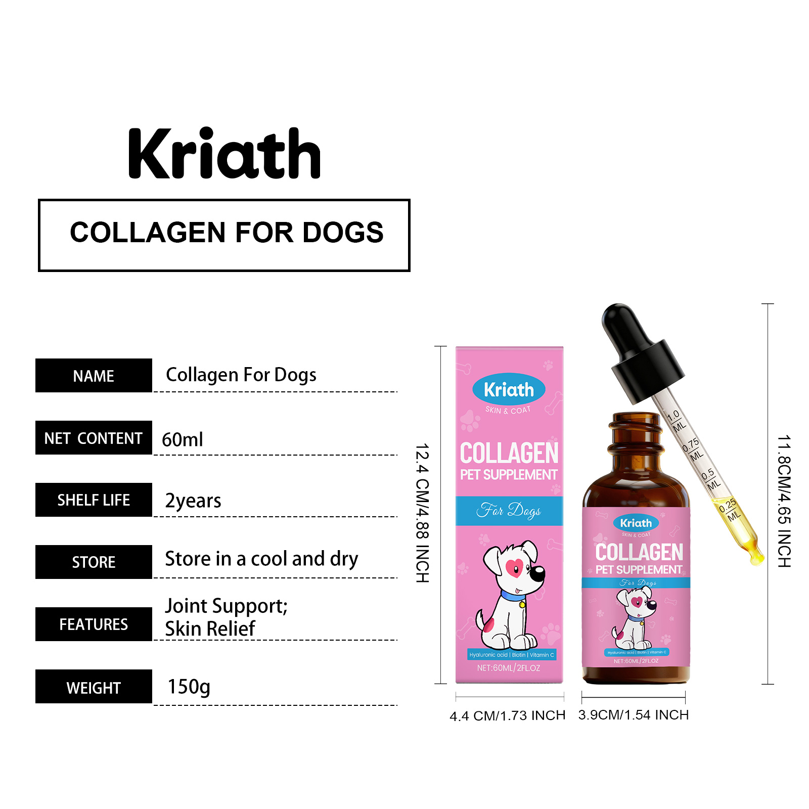Kriath collageen gewrichtsondersteuning voor honden druppels_voghion.com
