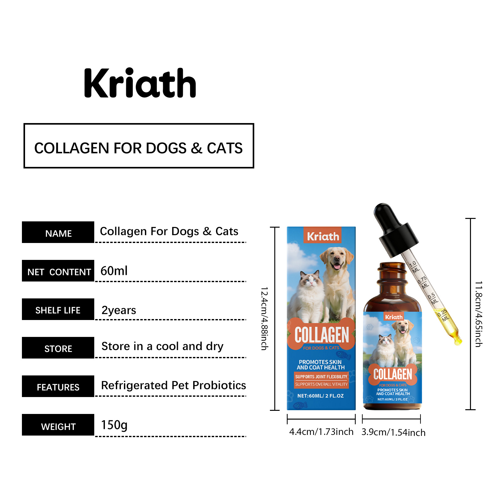 Vloeibare collageen druppels voor honden en katten supplement_voghion.com