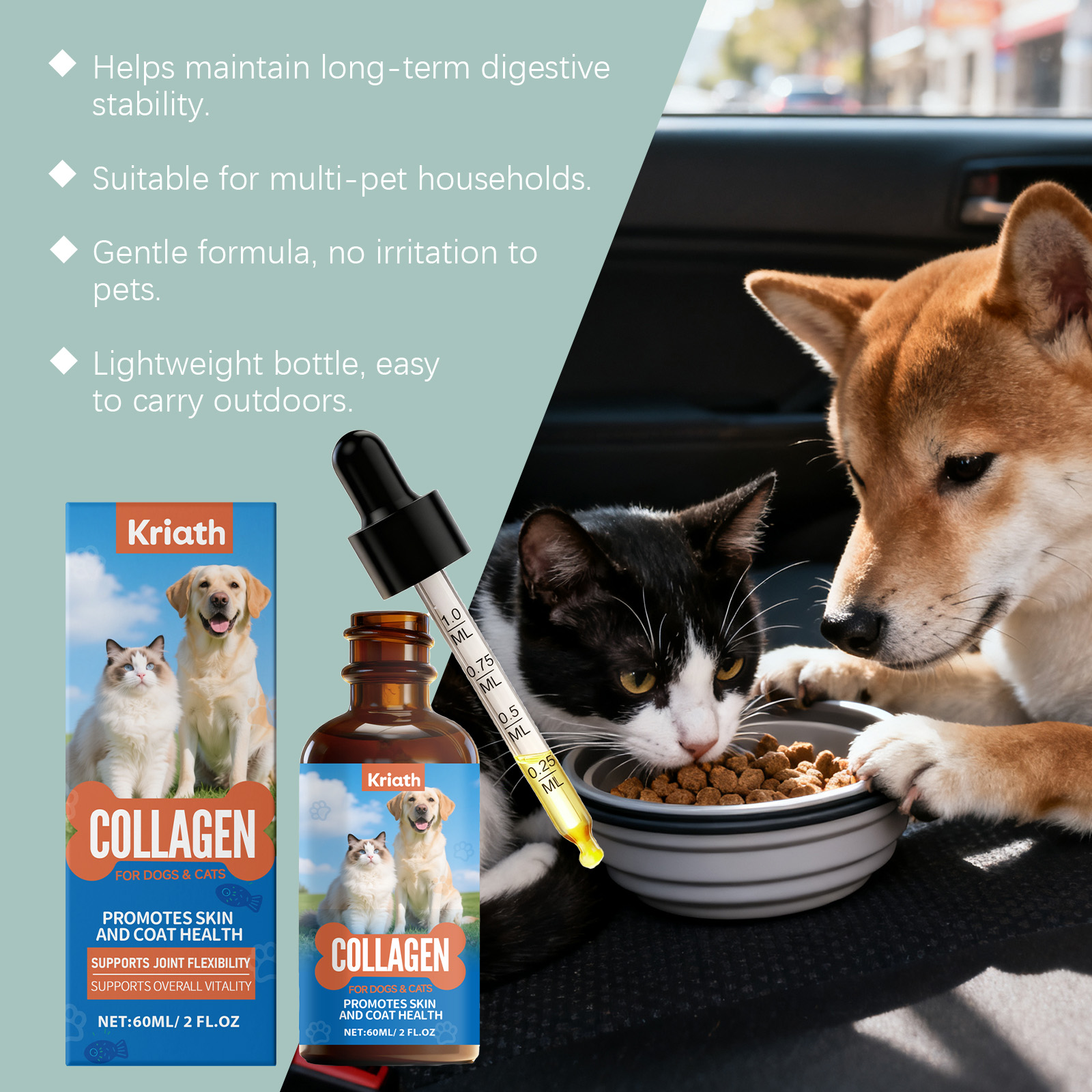 Vloeibare collageen druppels voor honden en katten supplement_voghion.com