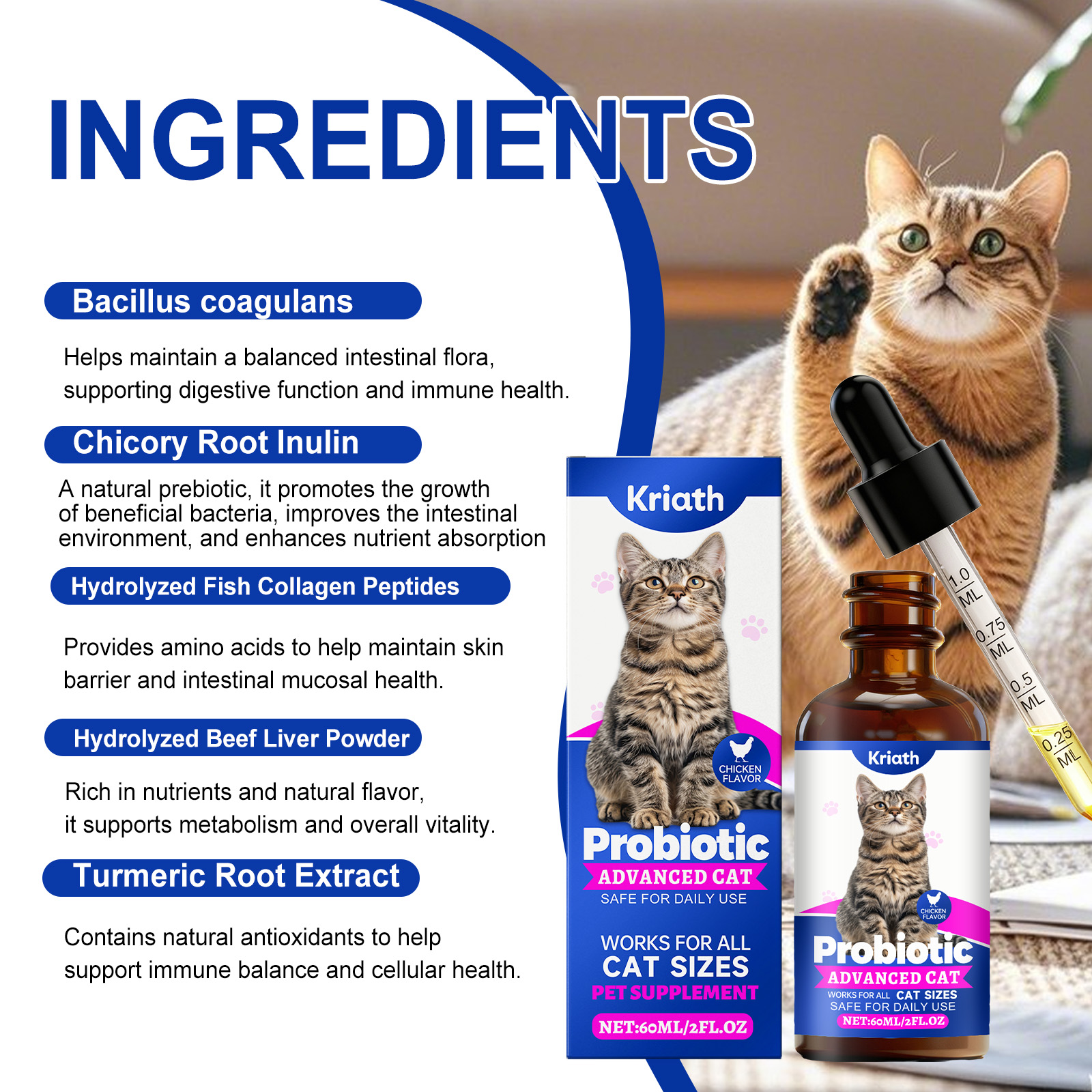 Kriath Probiotic Gentle For Intestines Daily Cat Body Care Drops_voghion.com