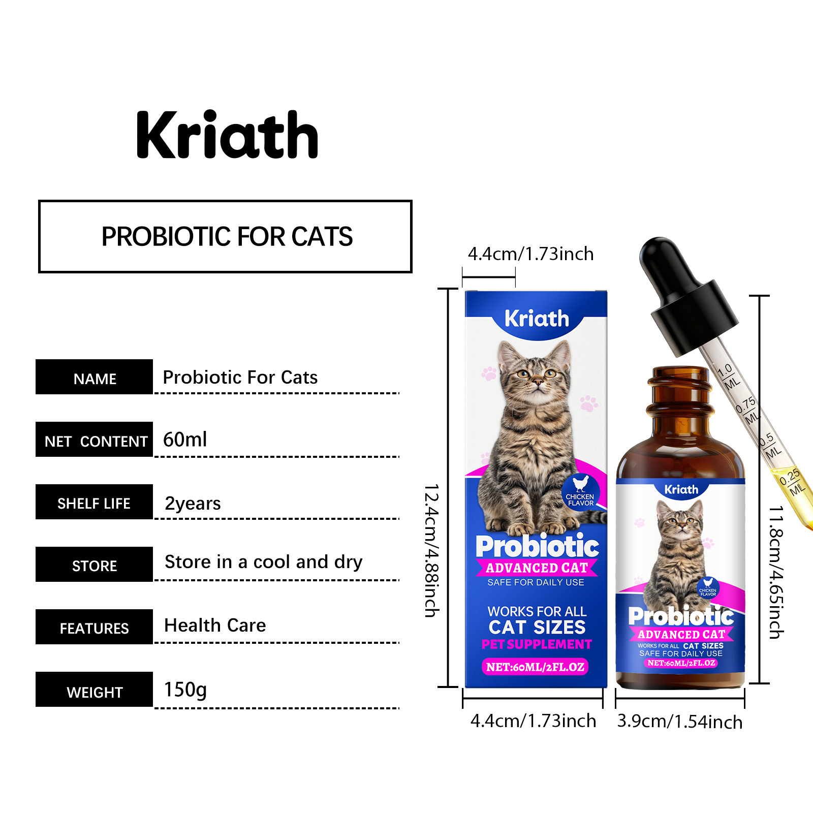 Kriath Probiotic Gentle For Intestines Daily Cat Body Care Drops_voghion.com