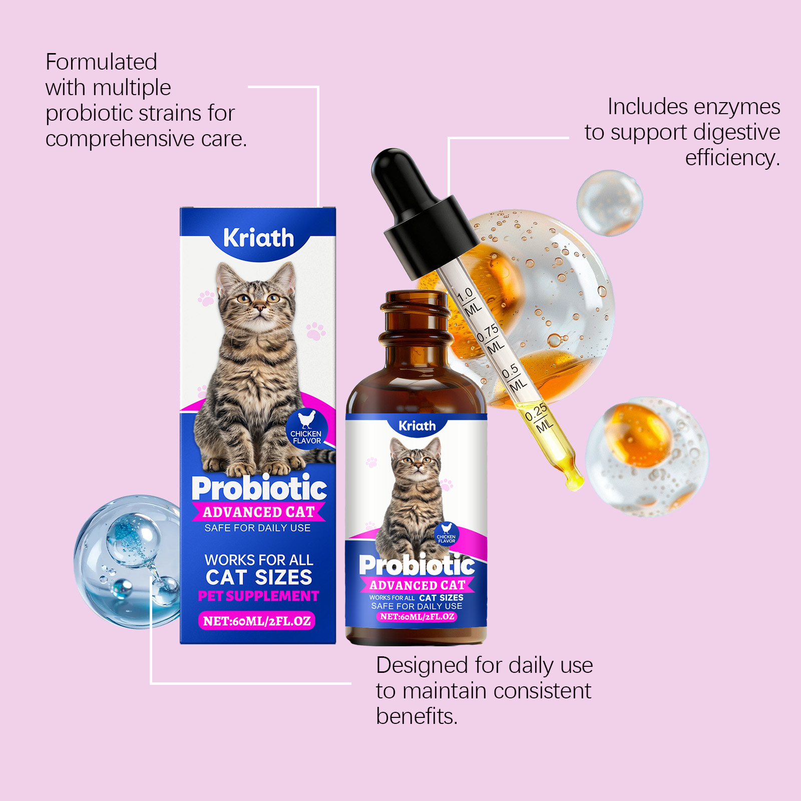 Kriath Probiotic Gentle For Intestines Daily Cat Body Care Drops_voghion.com