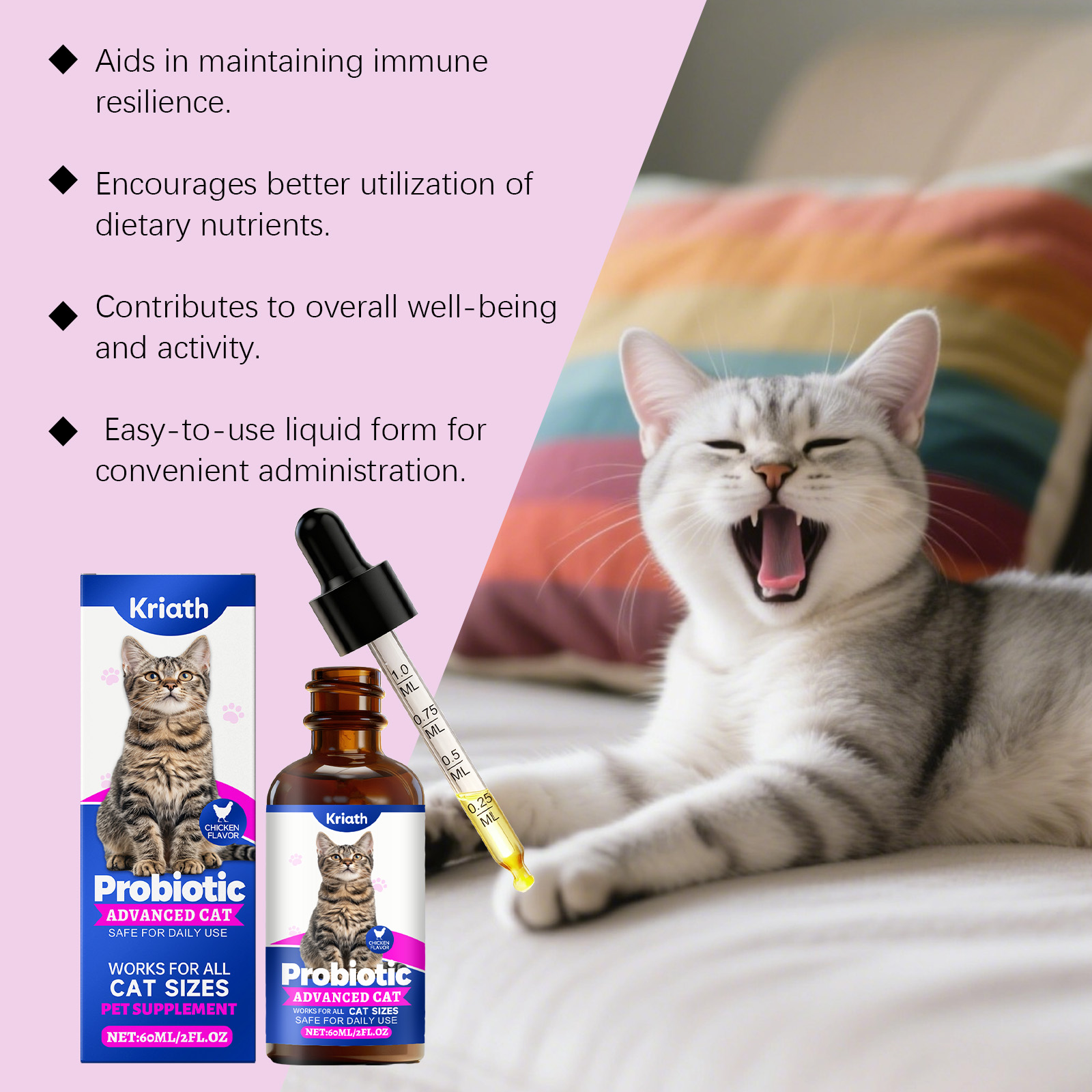 Kriath Probiotic Gentle For Intestines Daily Cat Body Care Drops_voghion.com