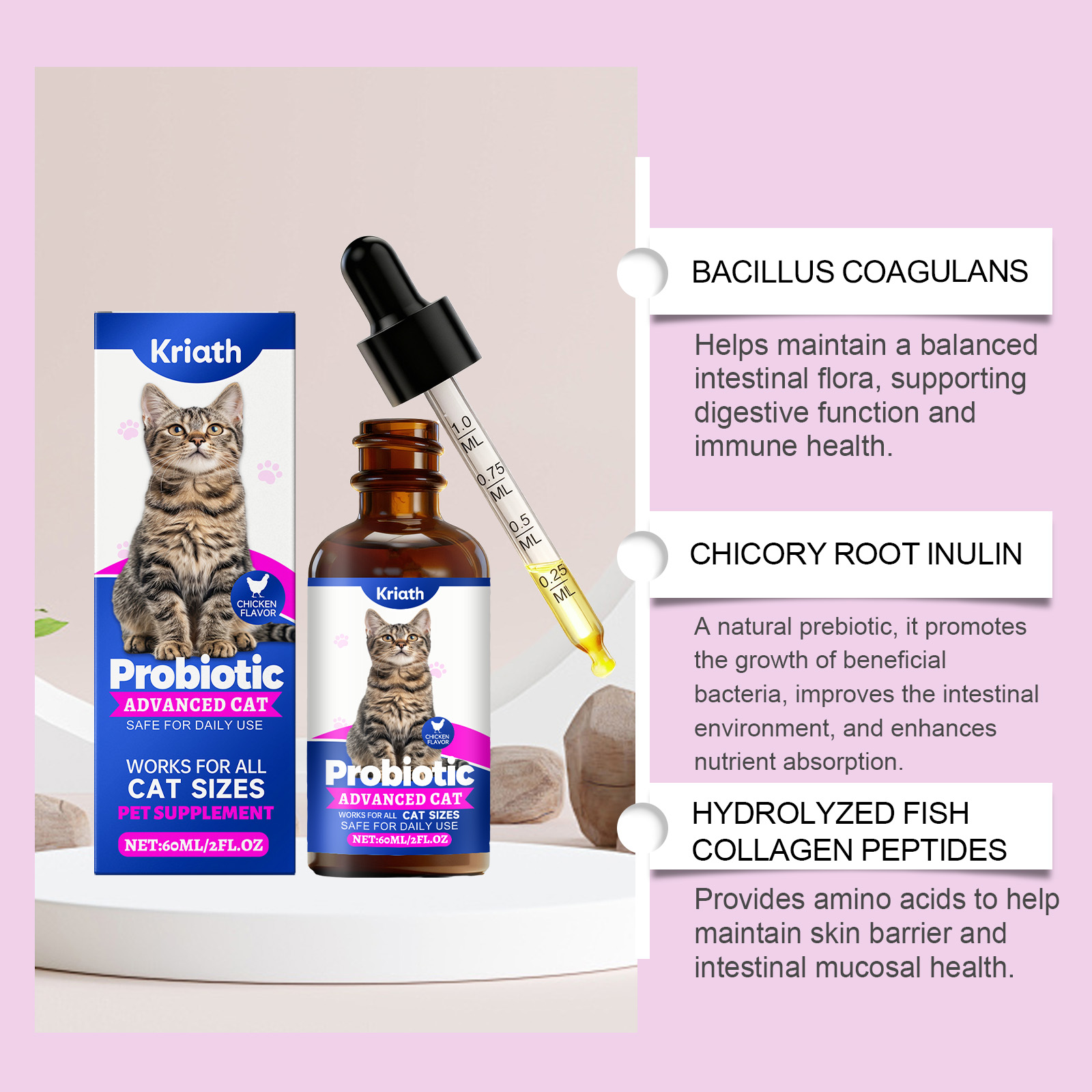 Kriath Probiotic Gentle For Intestines Daily Cat Body Care Drops_voghion.com