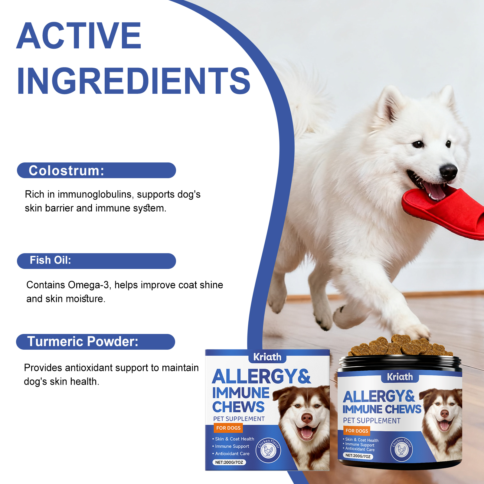 Kriath Dog: Grânulos macios, suaves e nutritivos para o cuidado da pele do seu pet._voghion.com