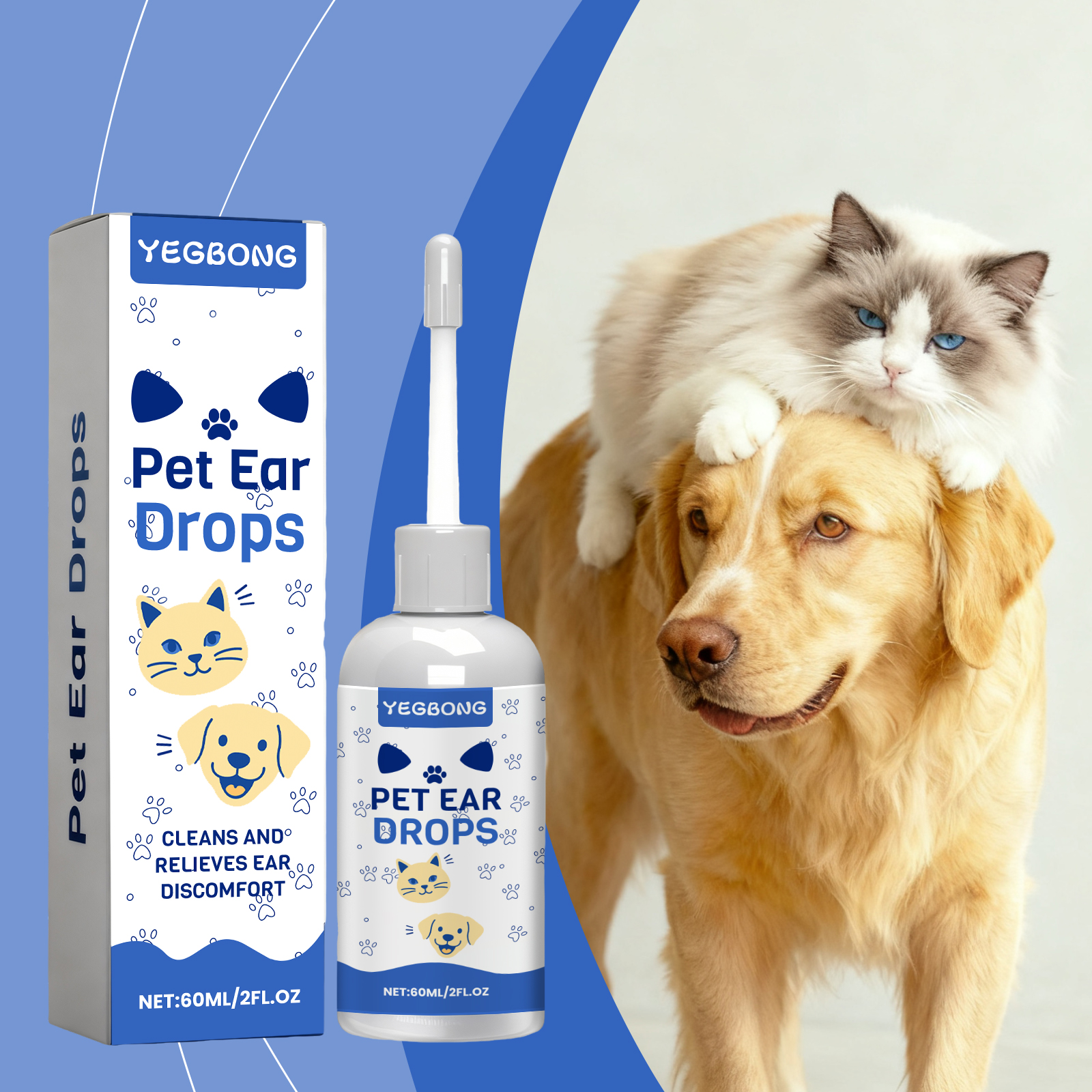Yegbong Pet Gentle Cleaning Earwax Odor Comfortable Refreshment Ear Drops_voghion.com