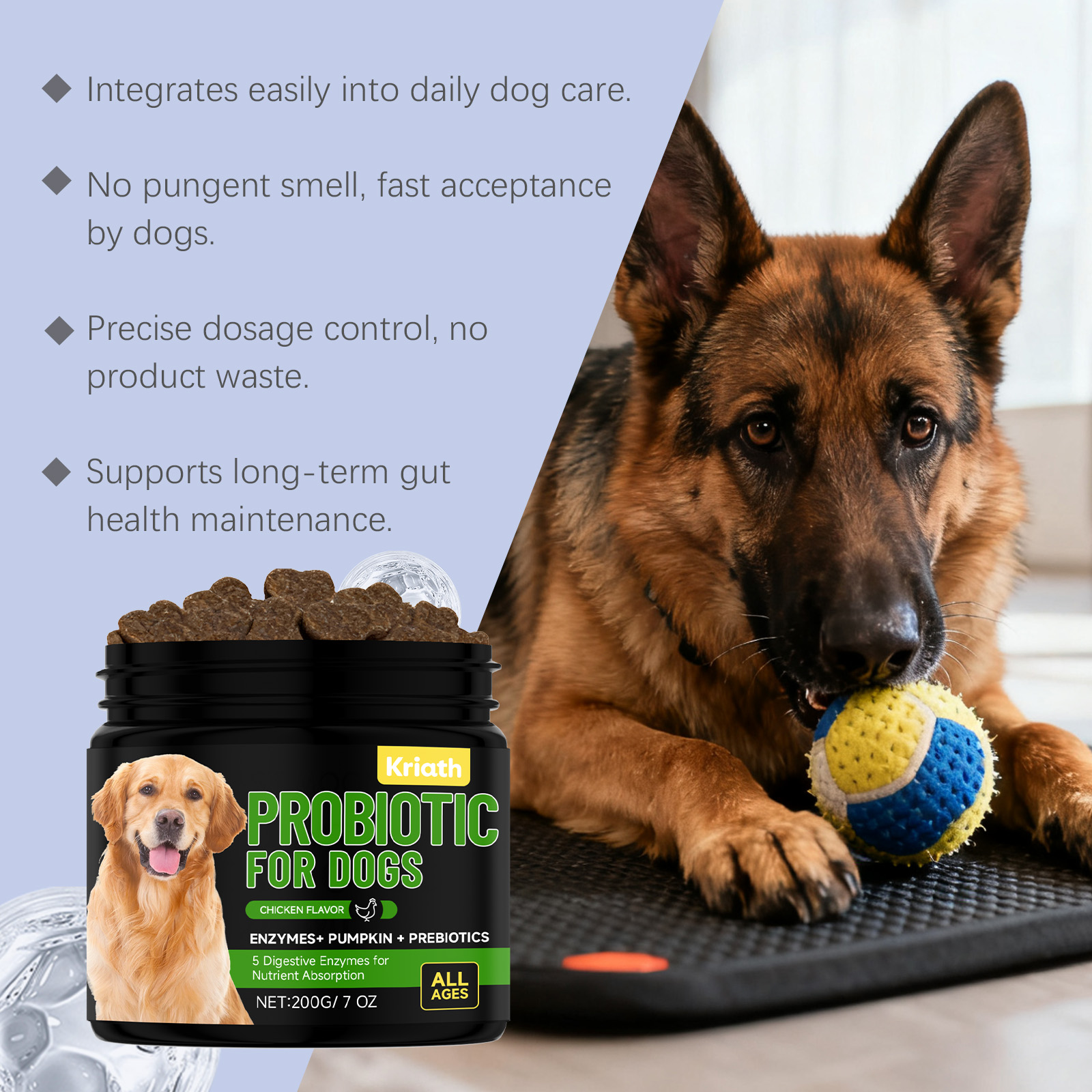 Probiotic Dog Supplement Gentle Formula Daily Nutritional Care_voghion.com