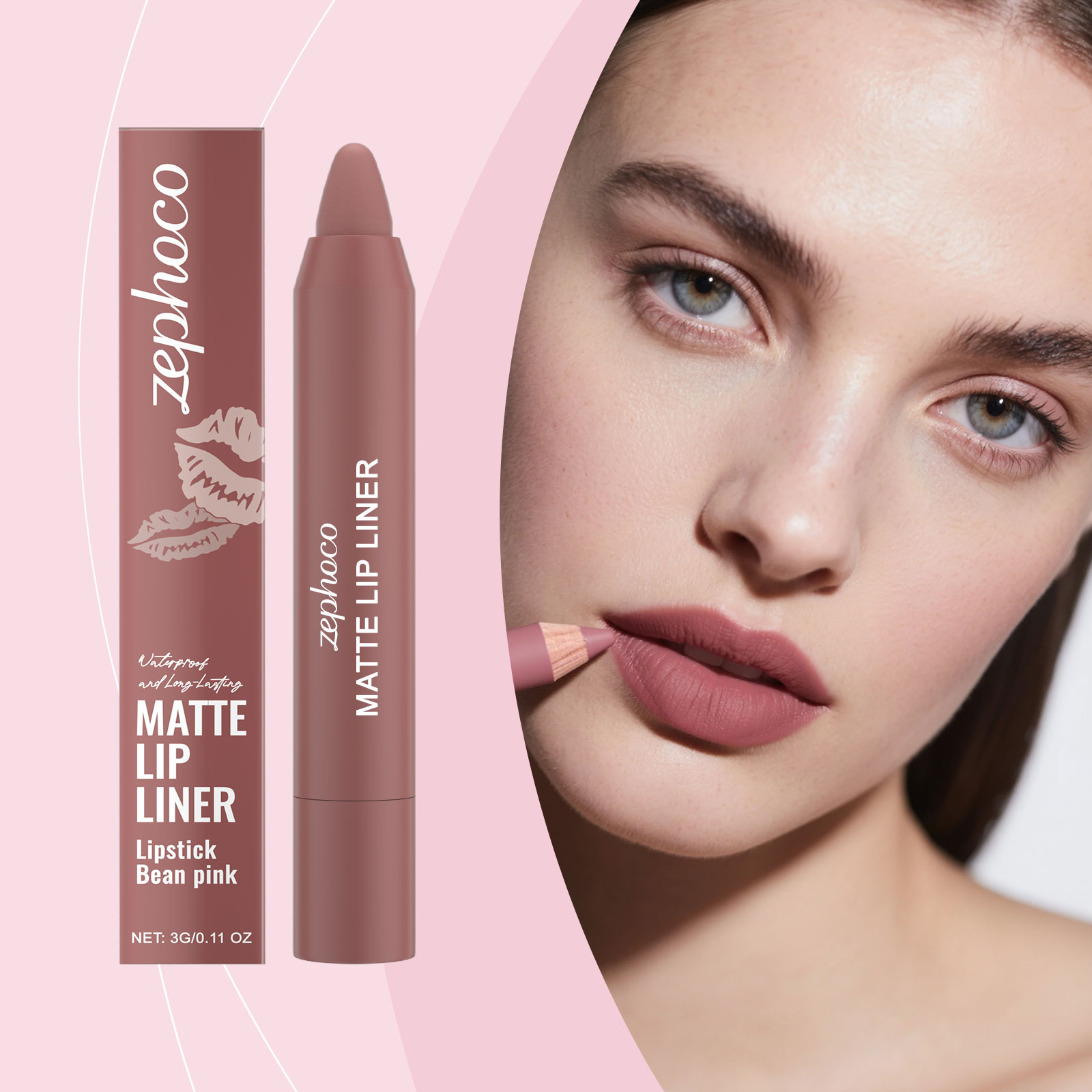 Matte Lip Liner Lipstick Red Bean Paste Finish Long Lasting_voghion.com