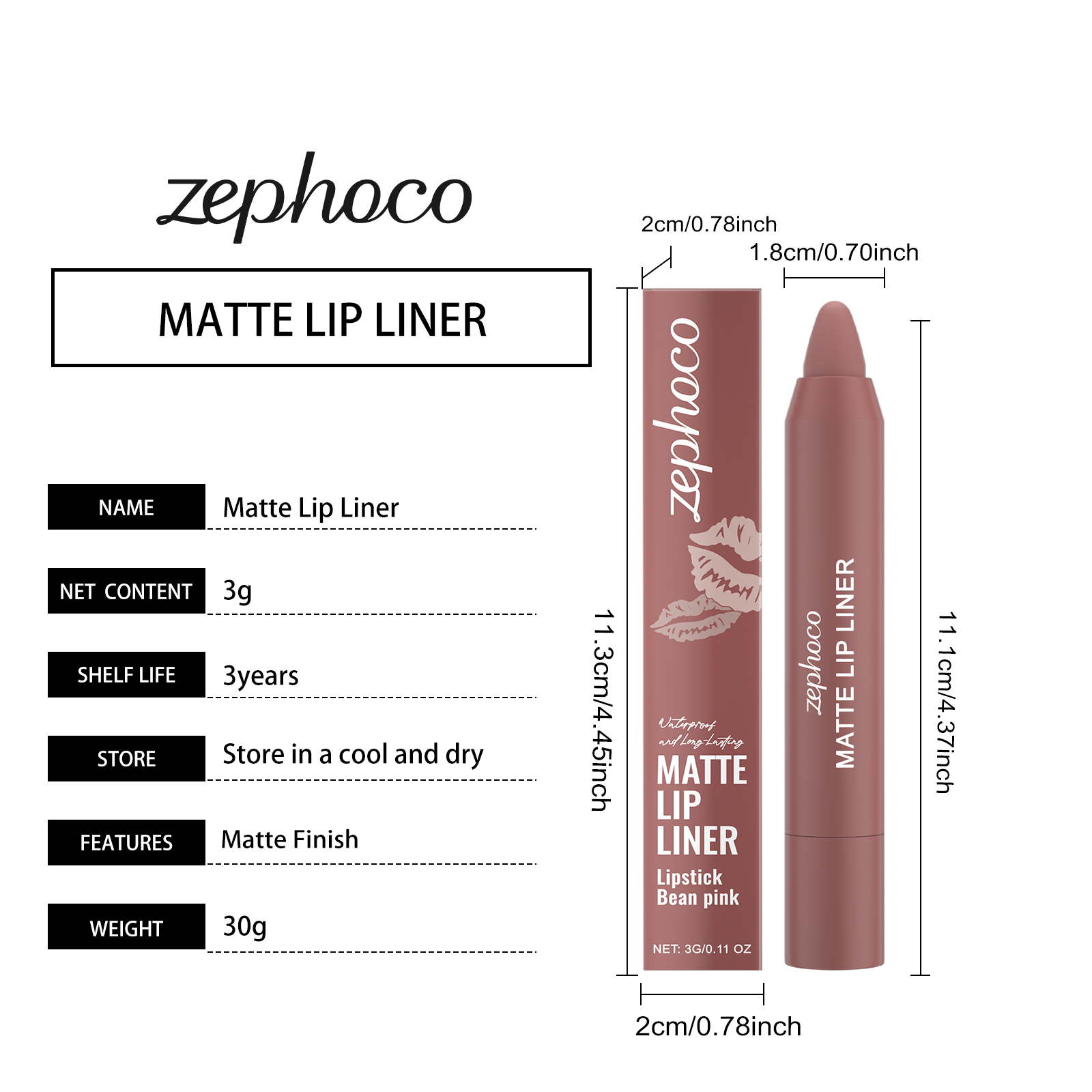 Matte Lip Liner Lipstick Red Bean Paste Finish Long Lasting_voghion.com