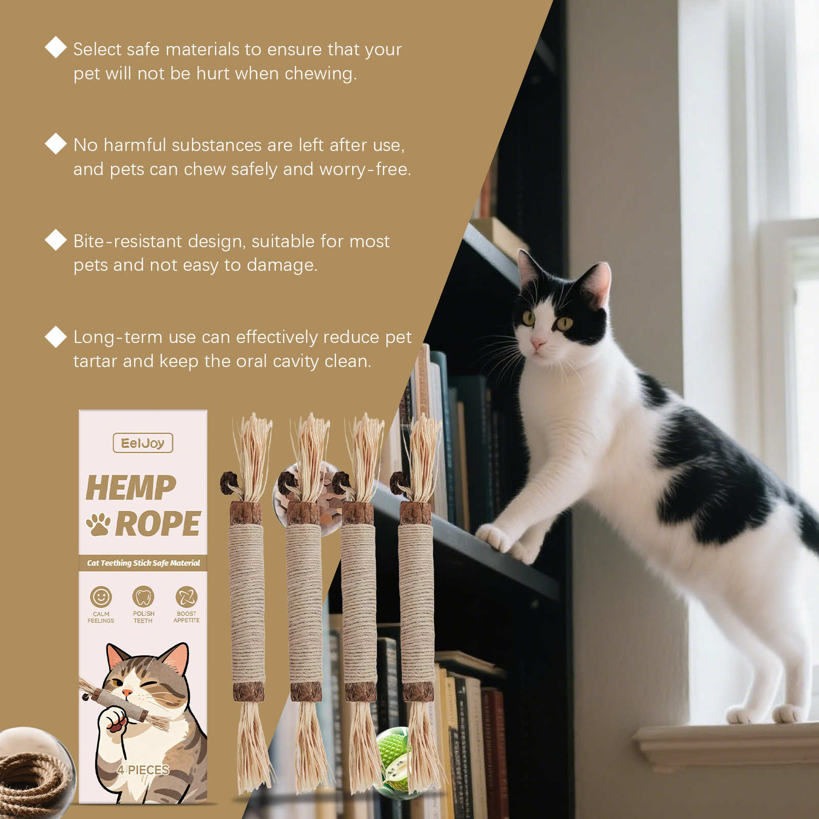 EELJOY Pet Dental Care Chewable Snack Cat Teething Stick_voghion.com