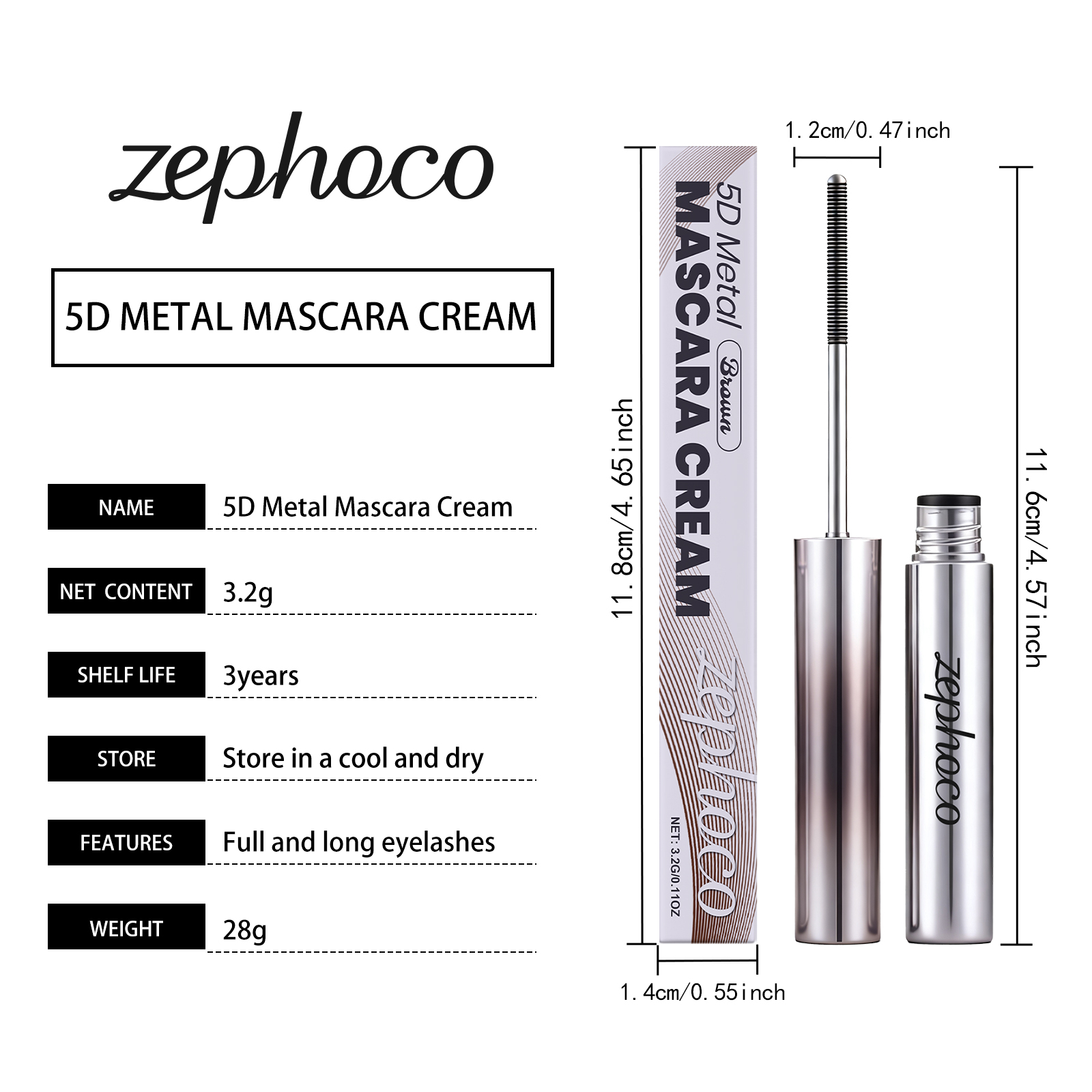 Zephoco Brown Mascara Long-lasting Natural Definition And Volume_voghion.com