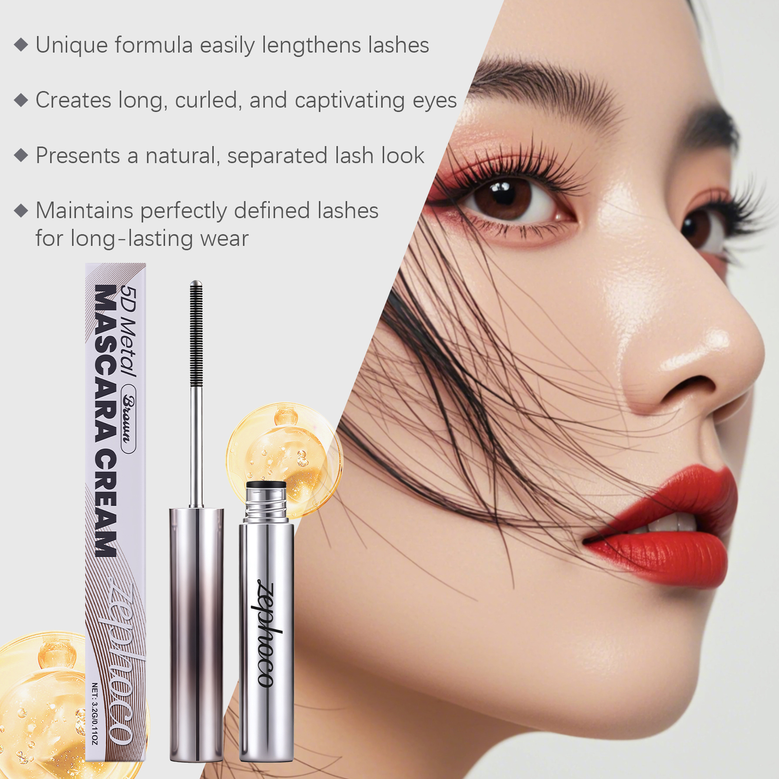 Zephoco Brown Mascara Long-lasting Natural Definition And Volume_voghion.com