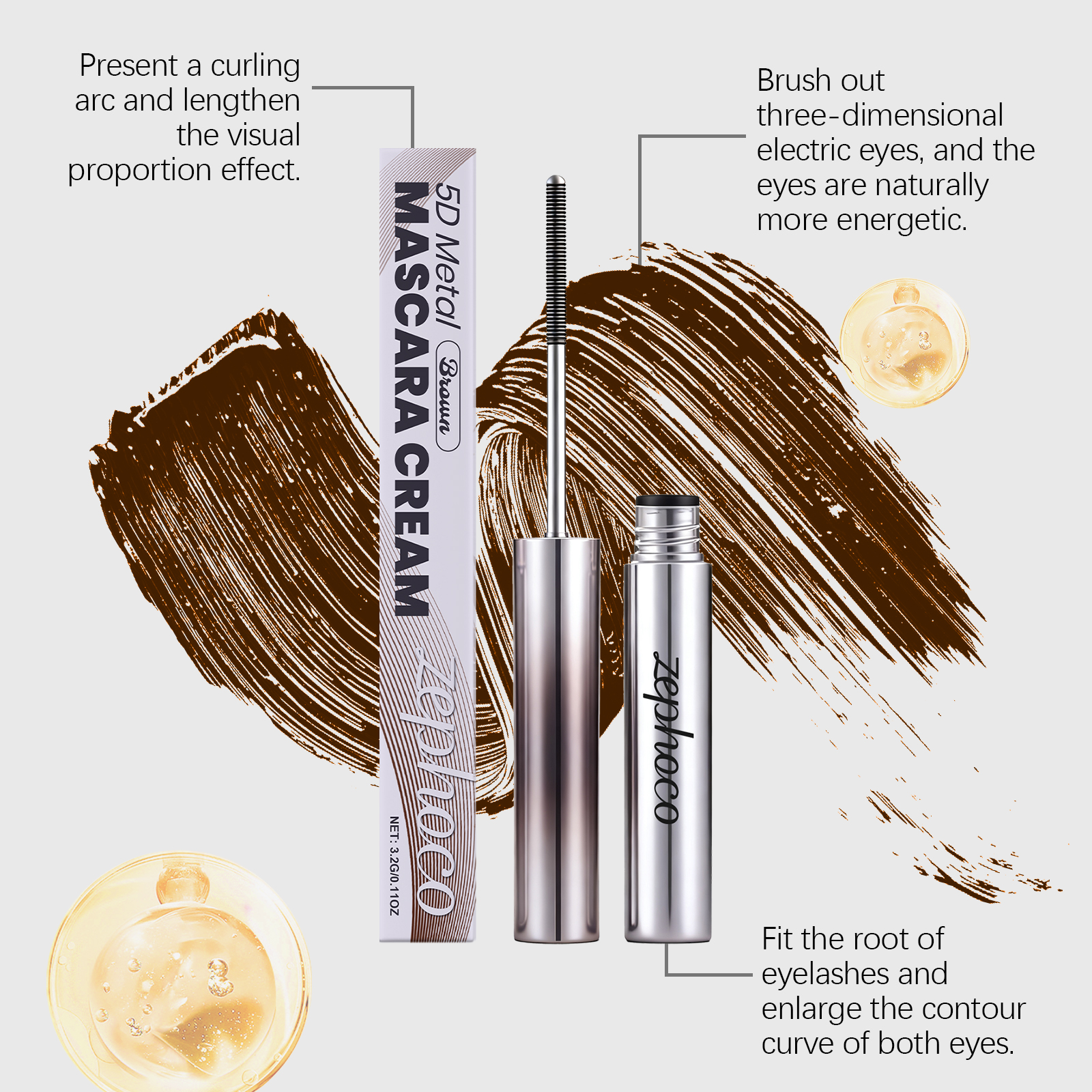 Zephoco Brown Mascara Long-lasting Natural Definition And Volume_voghion.com