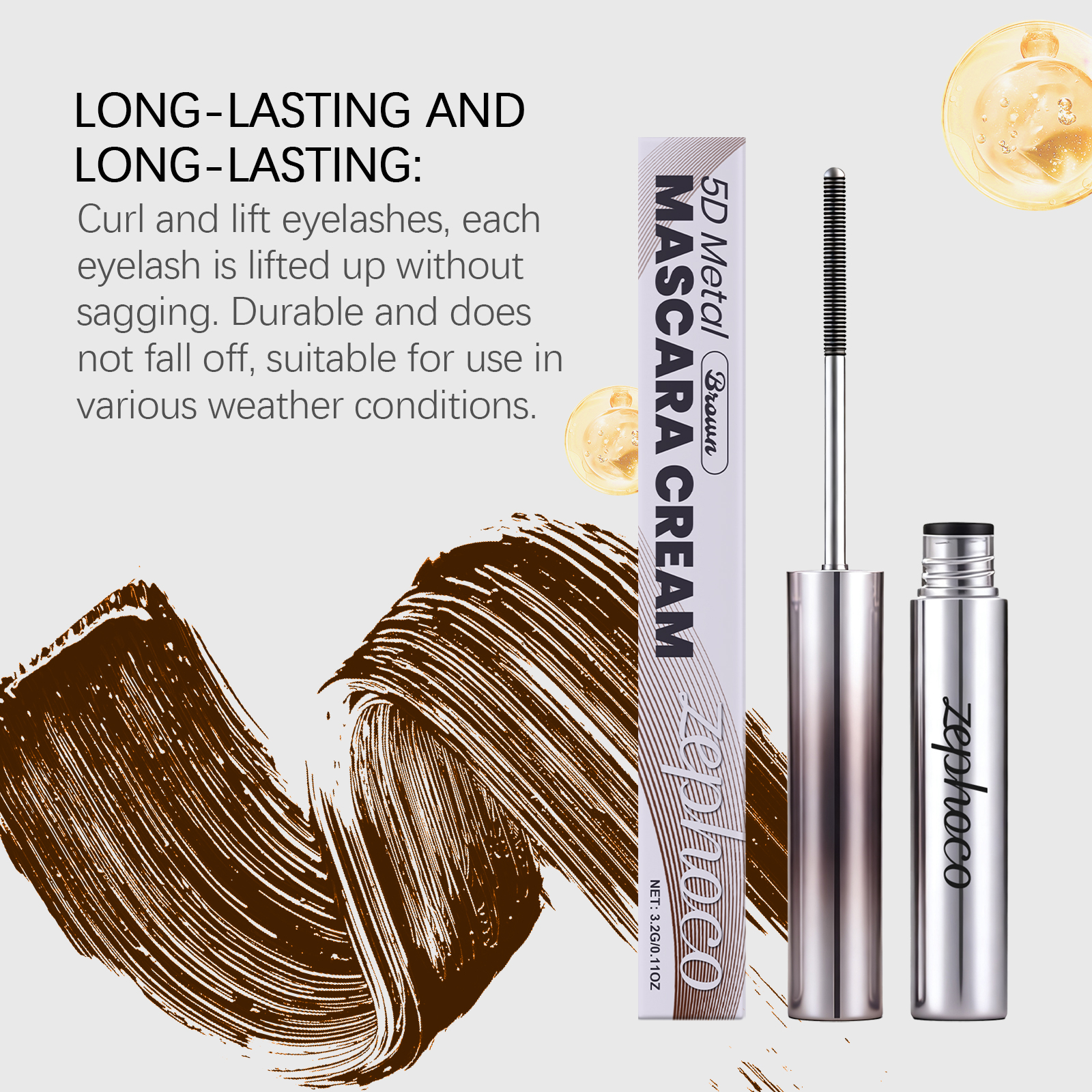 Zephoco Brown Mascara Long-lasting Natural Definition And Volume_voghion.com