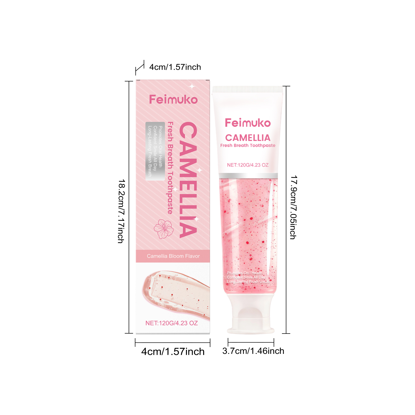 Dentifricio Feimuko Camelia, detergente e rinfrescante, con ingredienti delicati._voghion.com