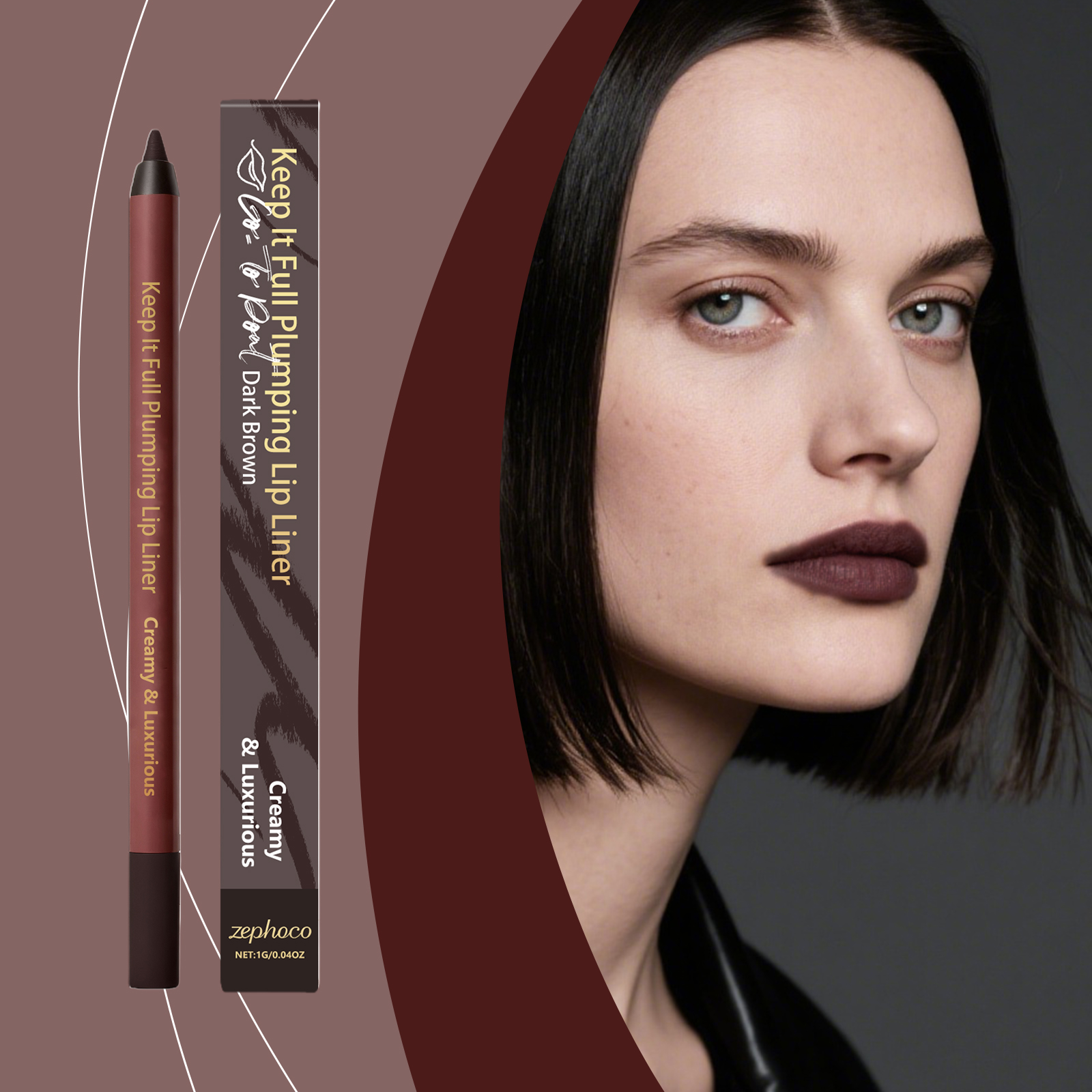 Plumping Lip Liner Deep Brown, Versatile Contour Pencil For Lips_voghion.com