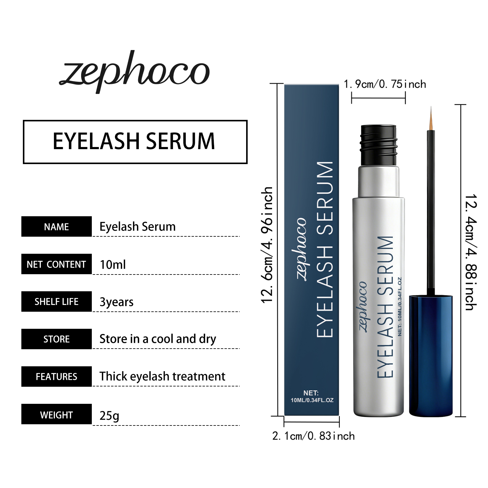 Zephoco Mascara With Fine Brush For Rich Natural Lustrous Lashes_voghion.com