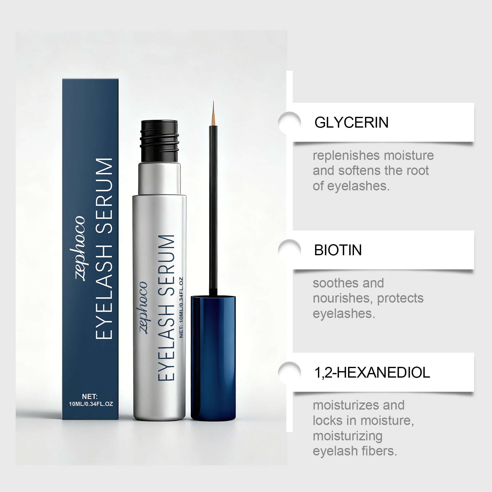 Zephoco Mascara With Fine Brush For Rich Natural Lustrous Lashes_voghion.com